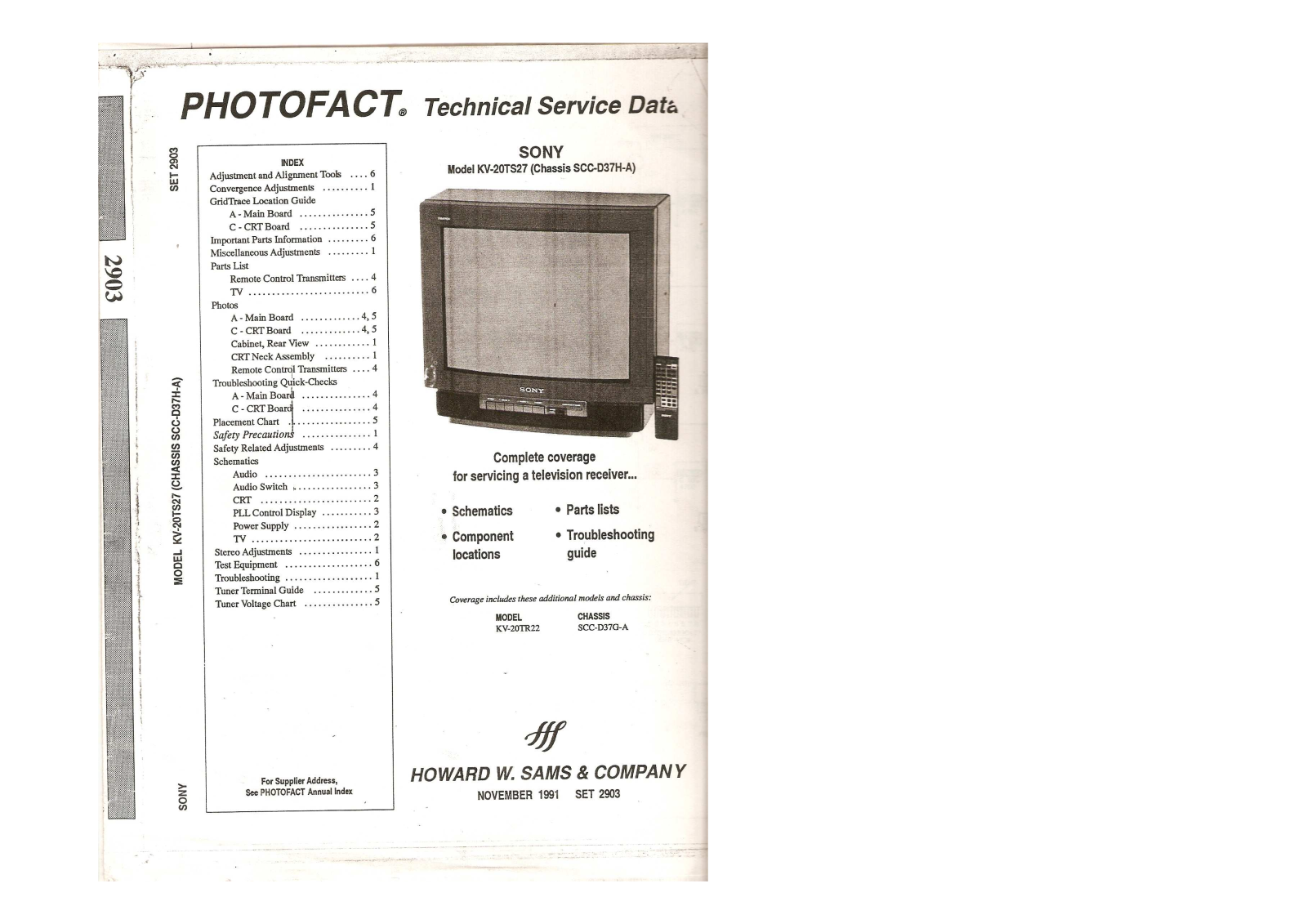 SONY KV20TS27 Service Manual