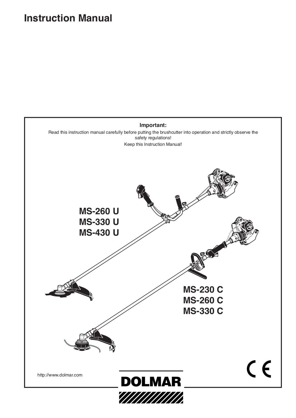 Dolmar MS-330 C, MS-260 U, MS-230 C, MS-430 U, MS-330 U User Manual