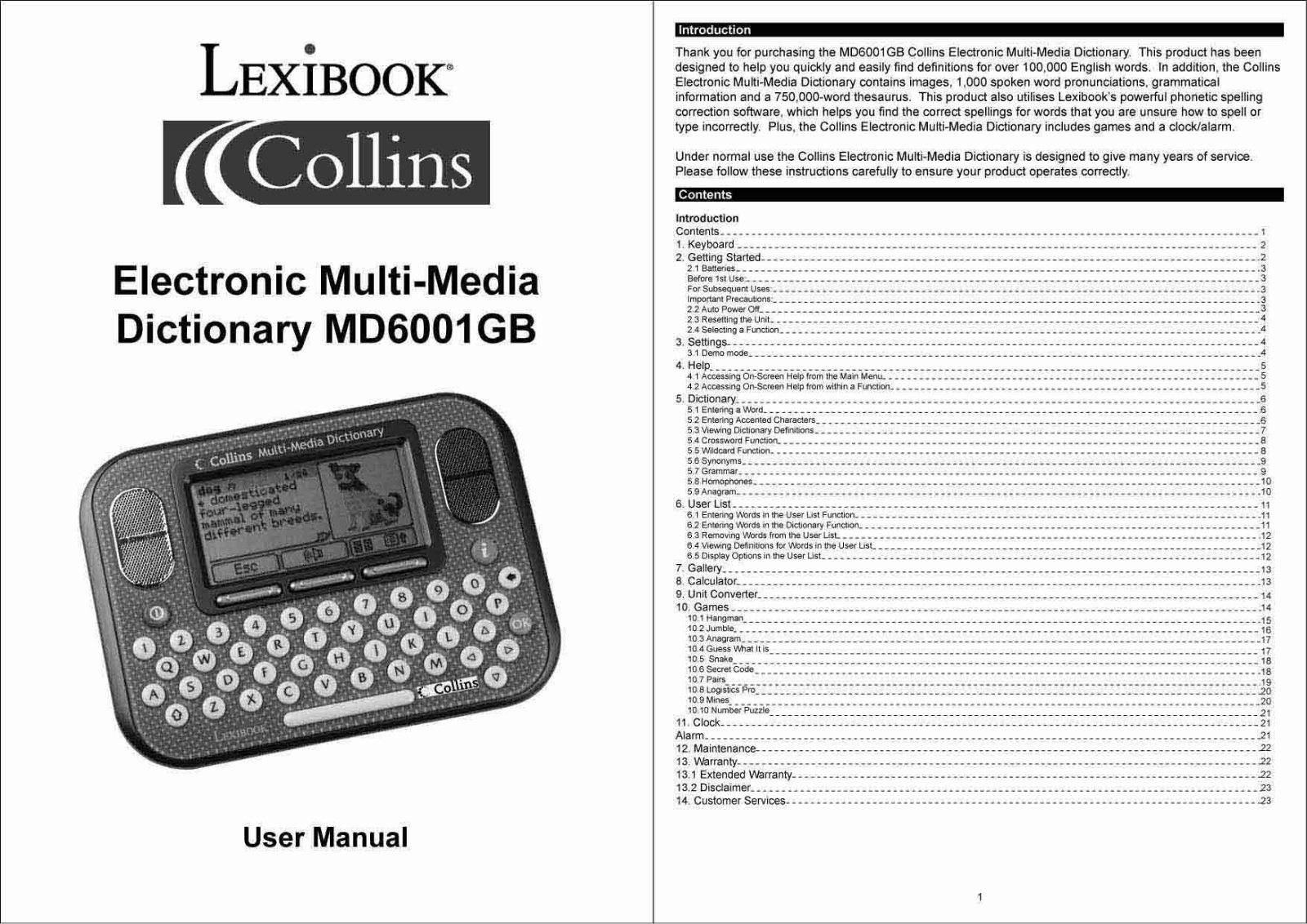 Lexibook MD6001GB User Manual