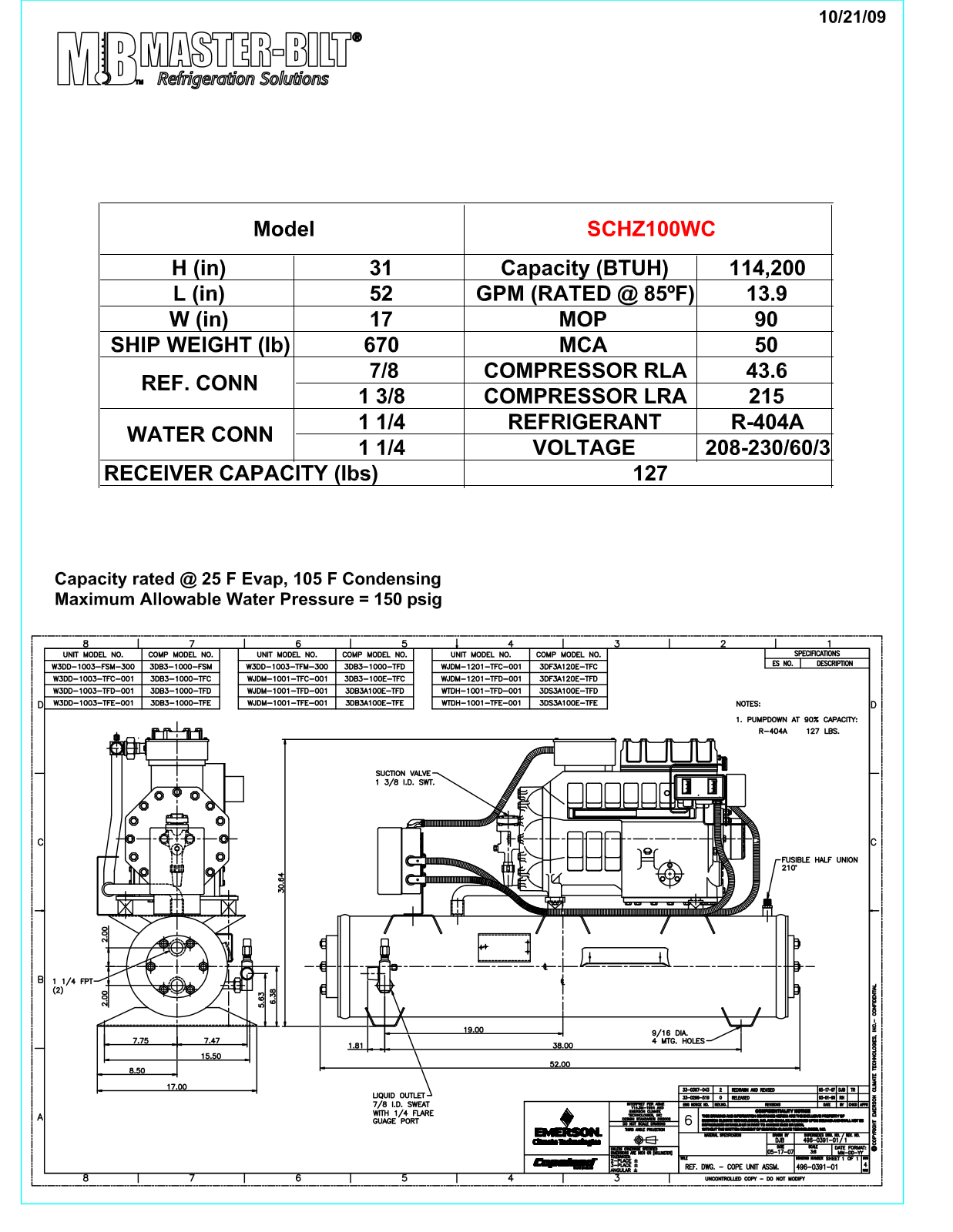 Master-Bilt SCHZ100WC User Manual