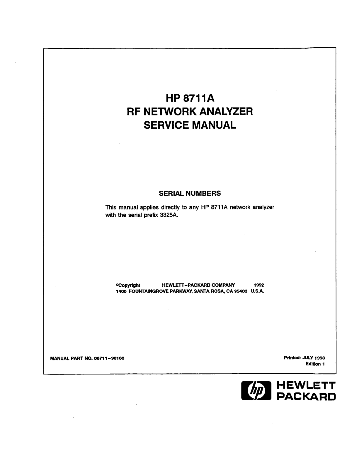 Agilent 8711A Service Manual