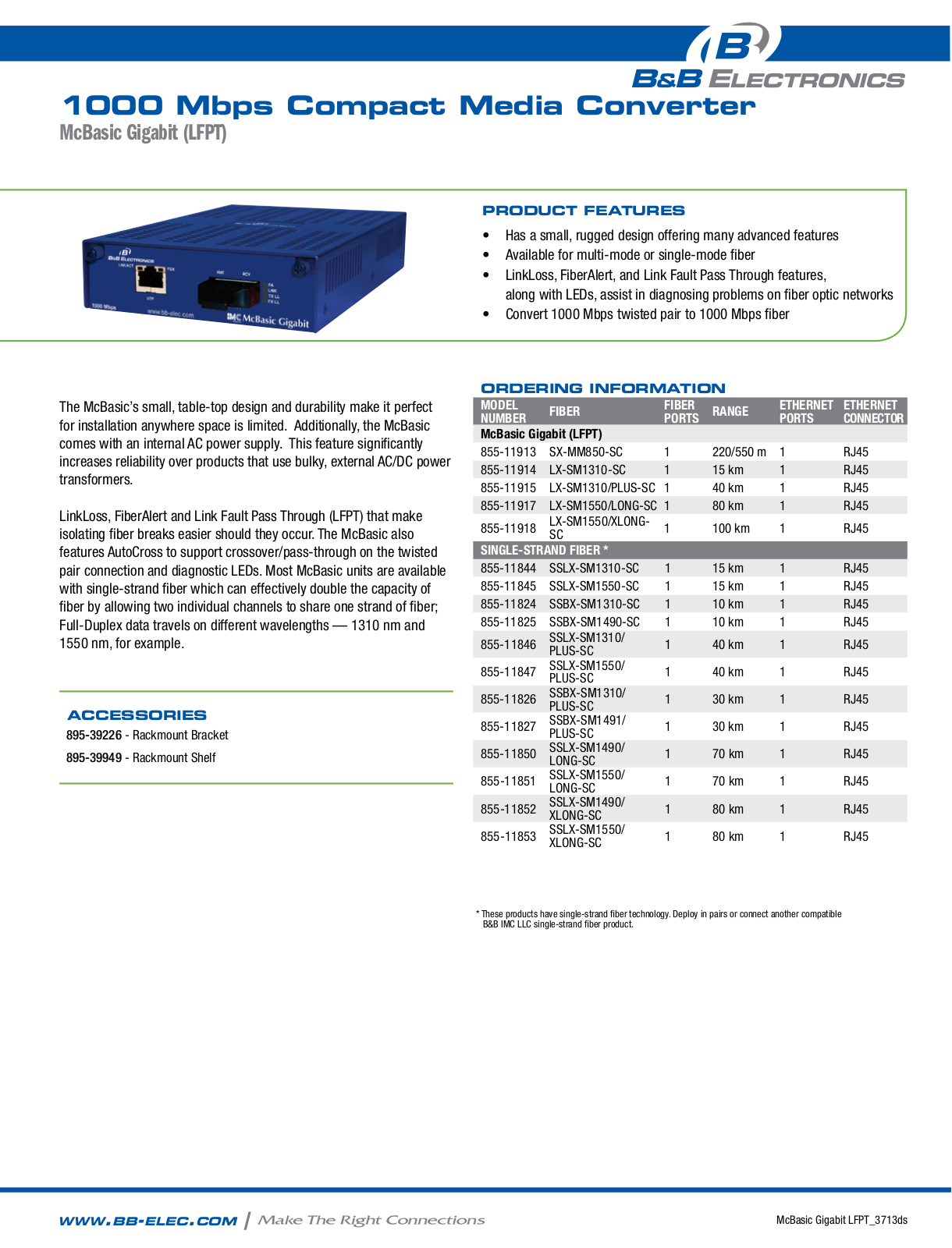 B&B Electronics 855-11844-51 Datasheet