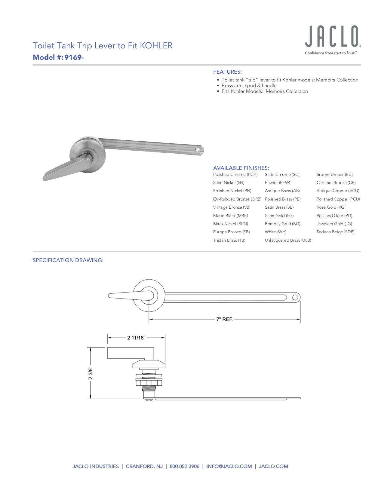 Jaclo 9169 User Manual