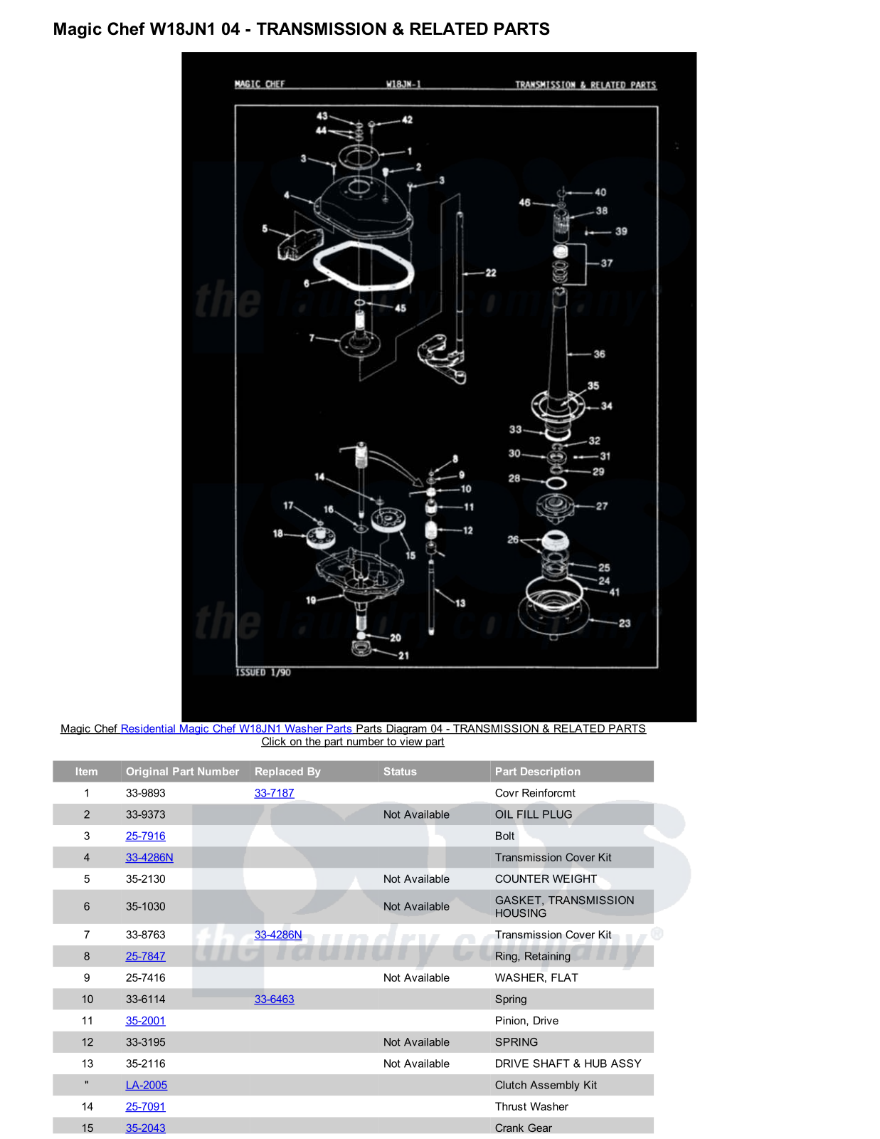 Magic Chef W18JN1 Parts Diagram