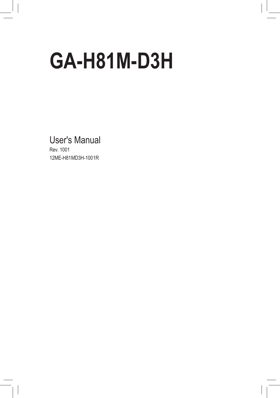 Gigabyte GA-H81M-D3H User Manual