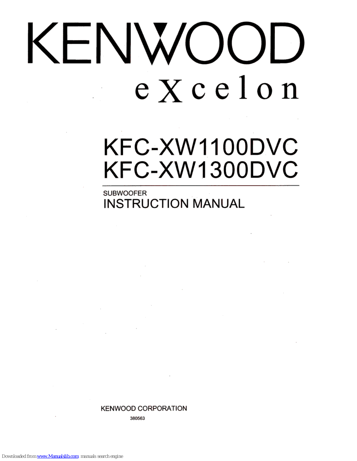 Kenwood eXcelon KFC-XW1100DVC, eXcelon KFC-XW1300DVC Instruction Manual