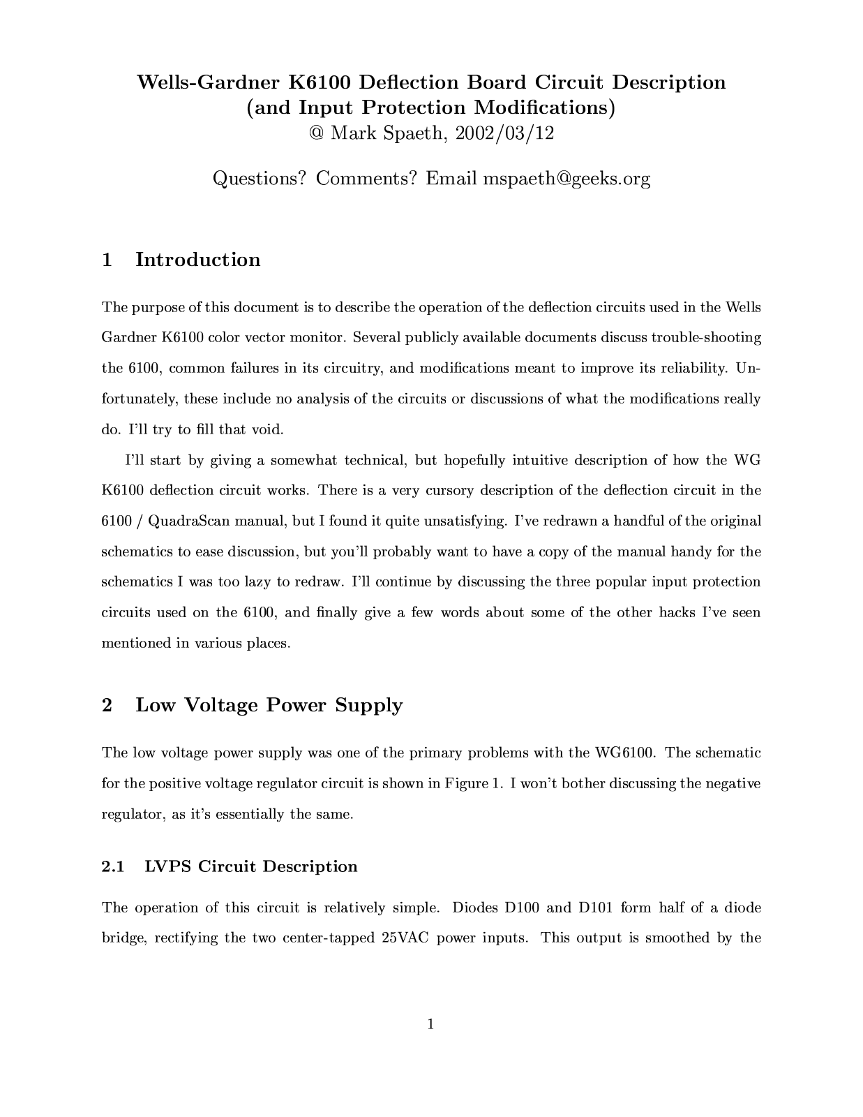 Wells-Gardner K6100 User Guide