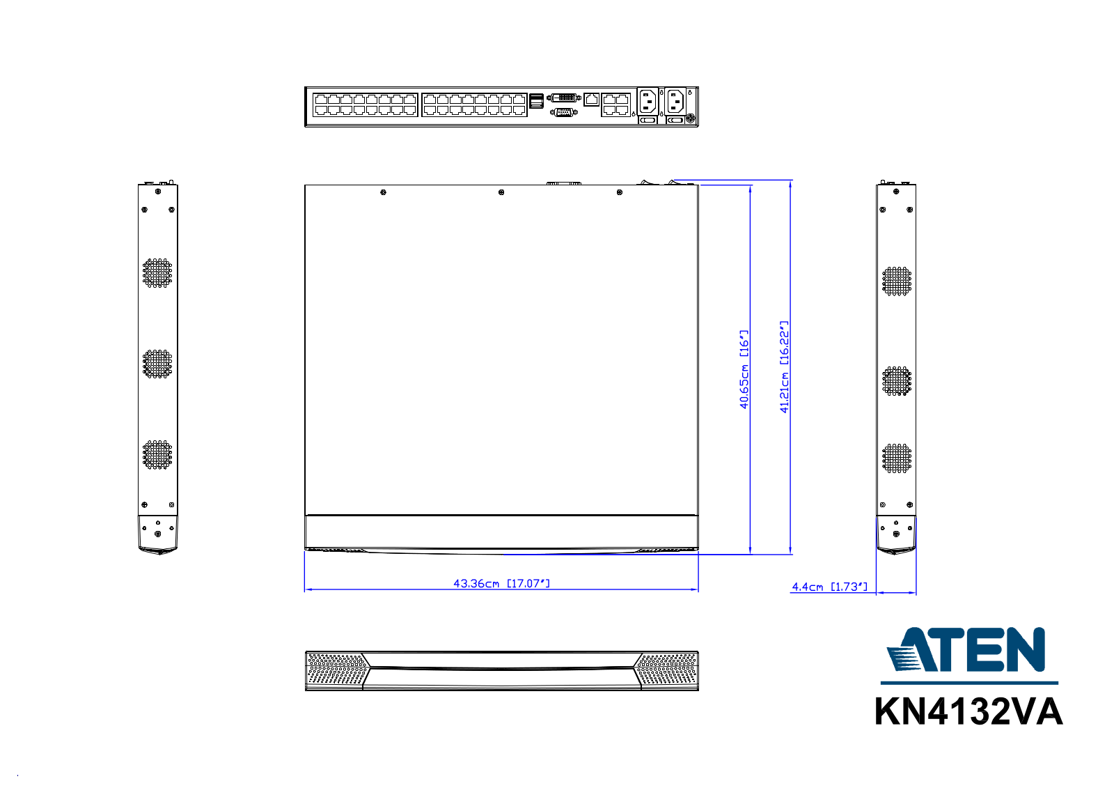 ATEN KN4132VA Dimensional drawing