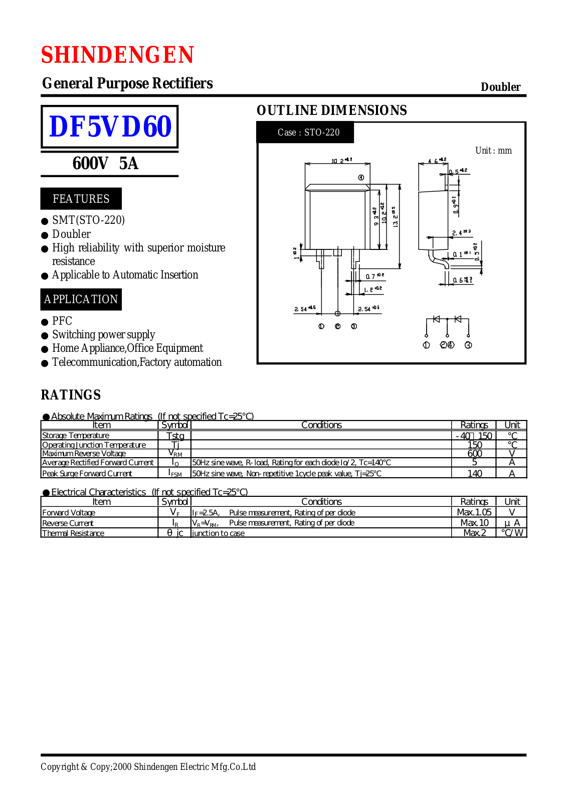 Shindengen DF5VD60 Datasheet