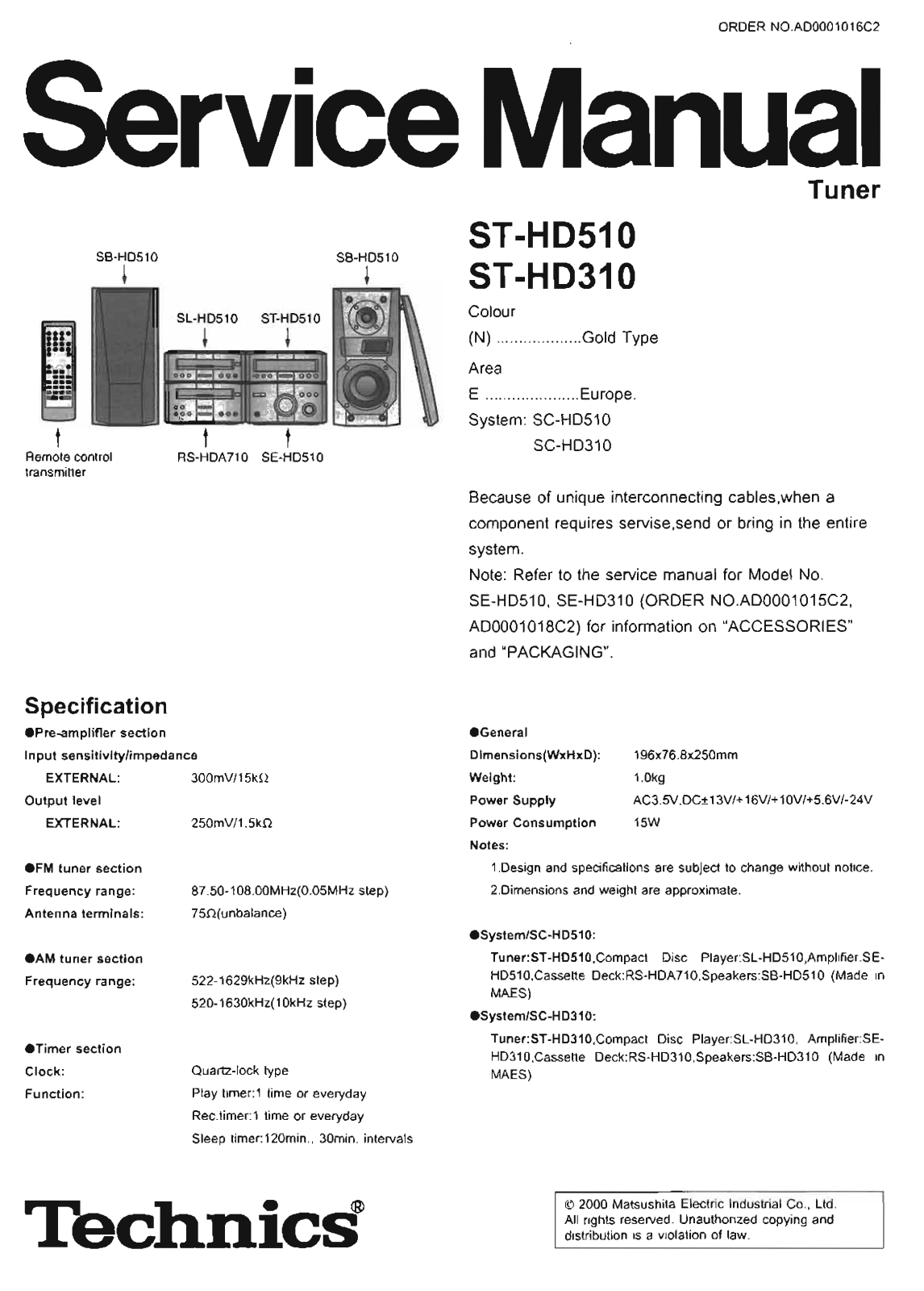 Technics ST-HD-510 Service Manual