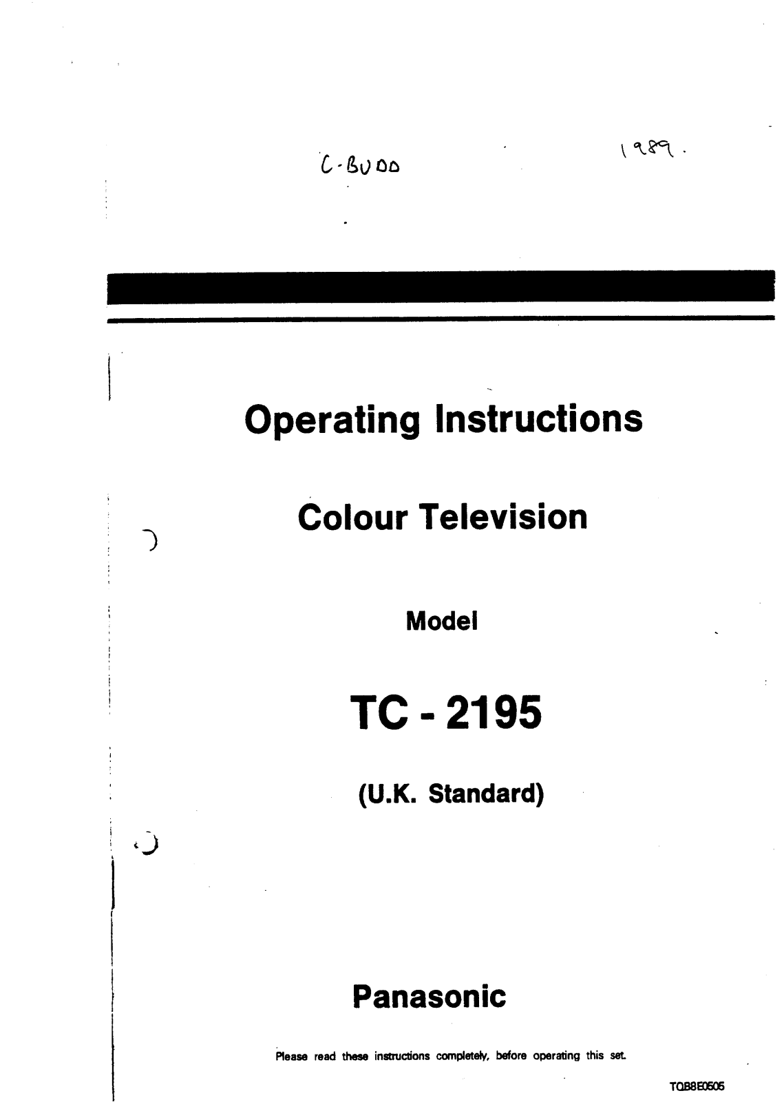 Panasonic TC-2195 User Manual
