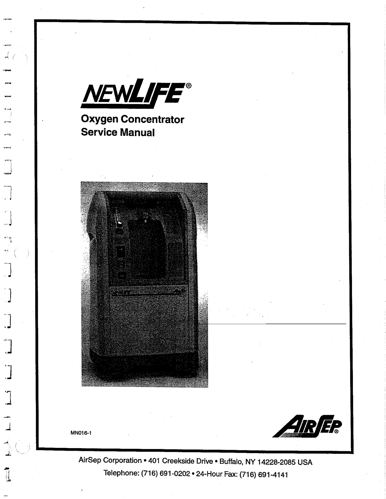 Airsep Newlife Elite Service manual