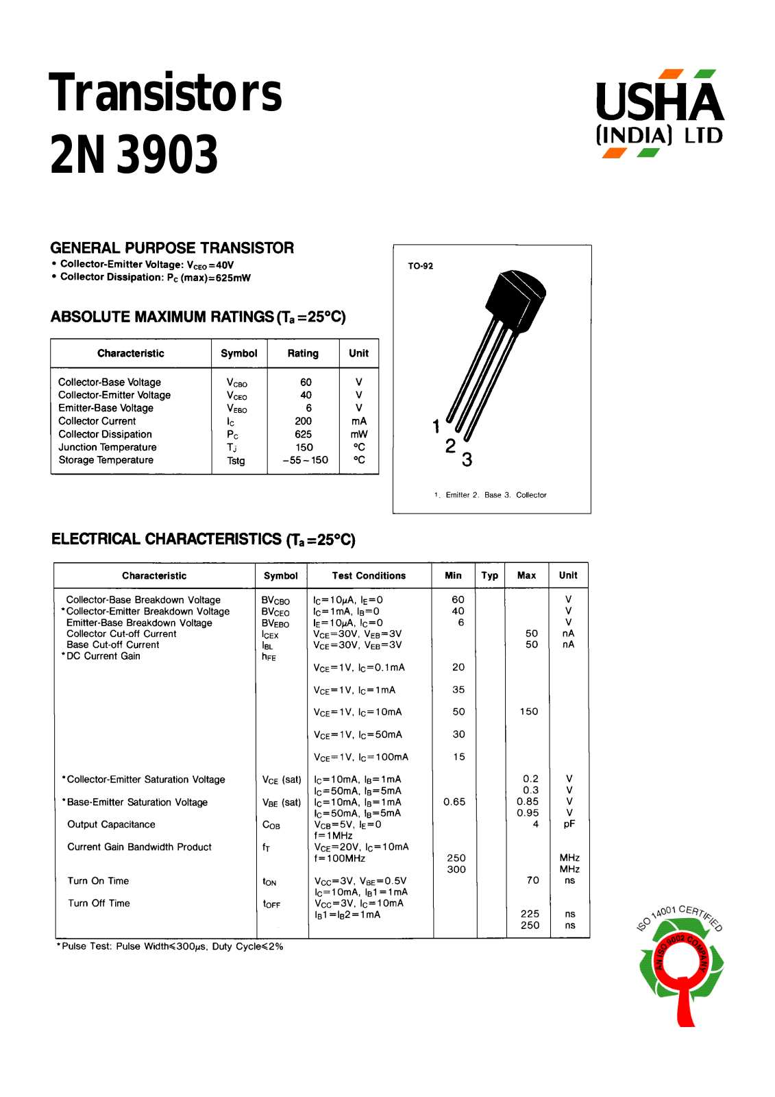 USHA 2N3903 Datasheet