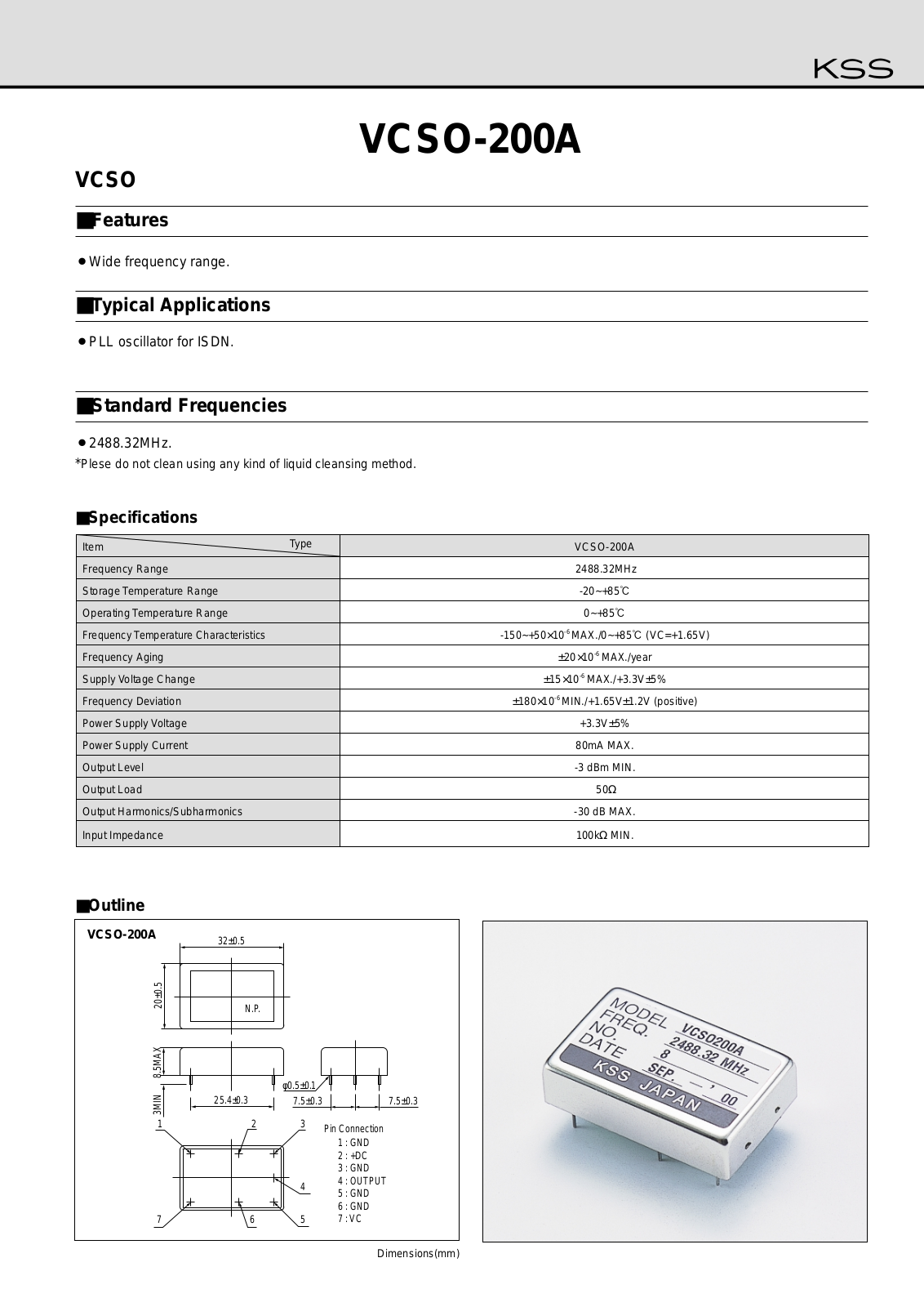 Datasheet VCSO-200A Datasheet (KSS) - ManualMachine.com
