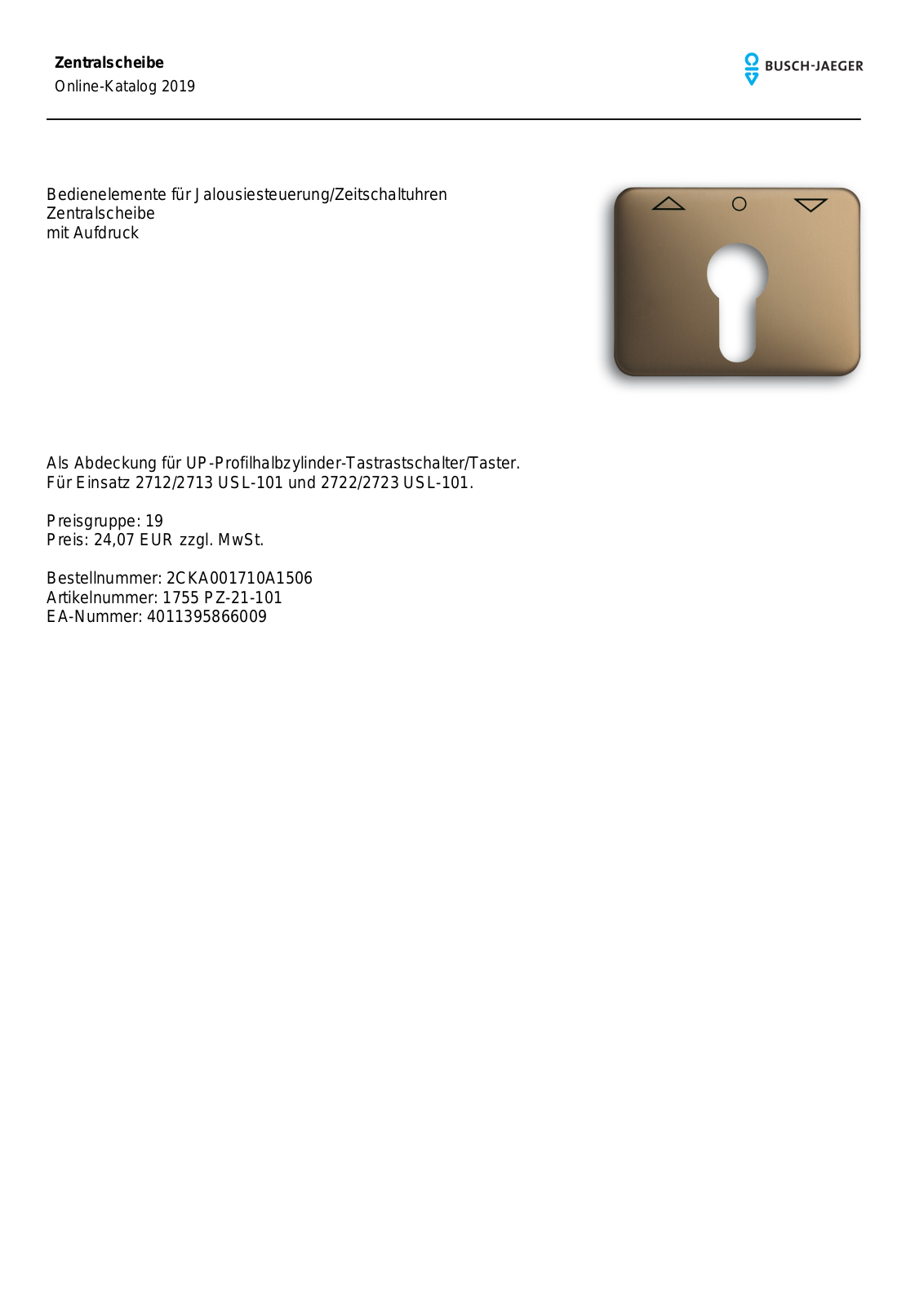 Busch-Jaeger 1755 PZ-21-101 User Manual