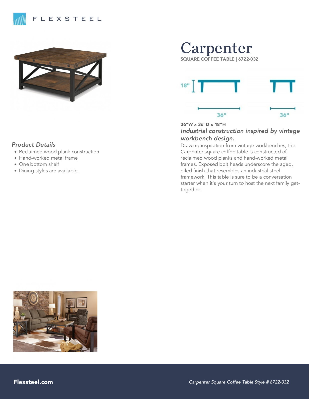 Flexsteel 6722-032 Specification Sheet