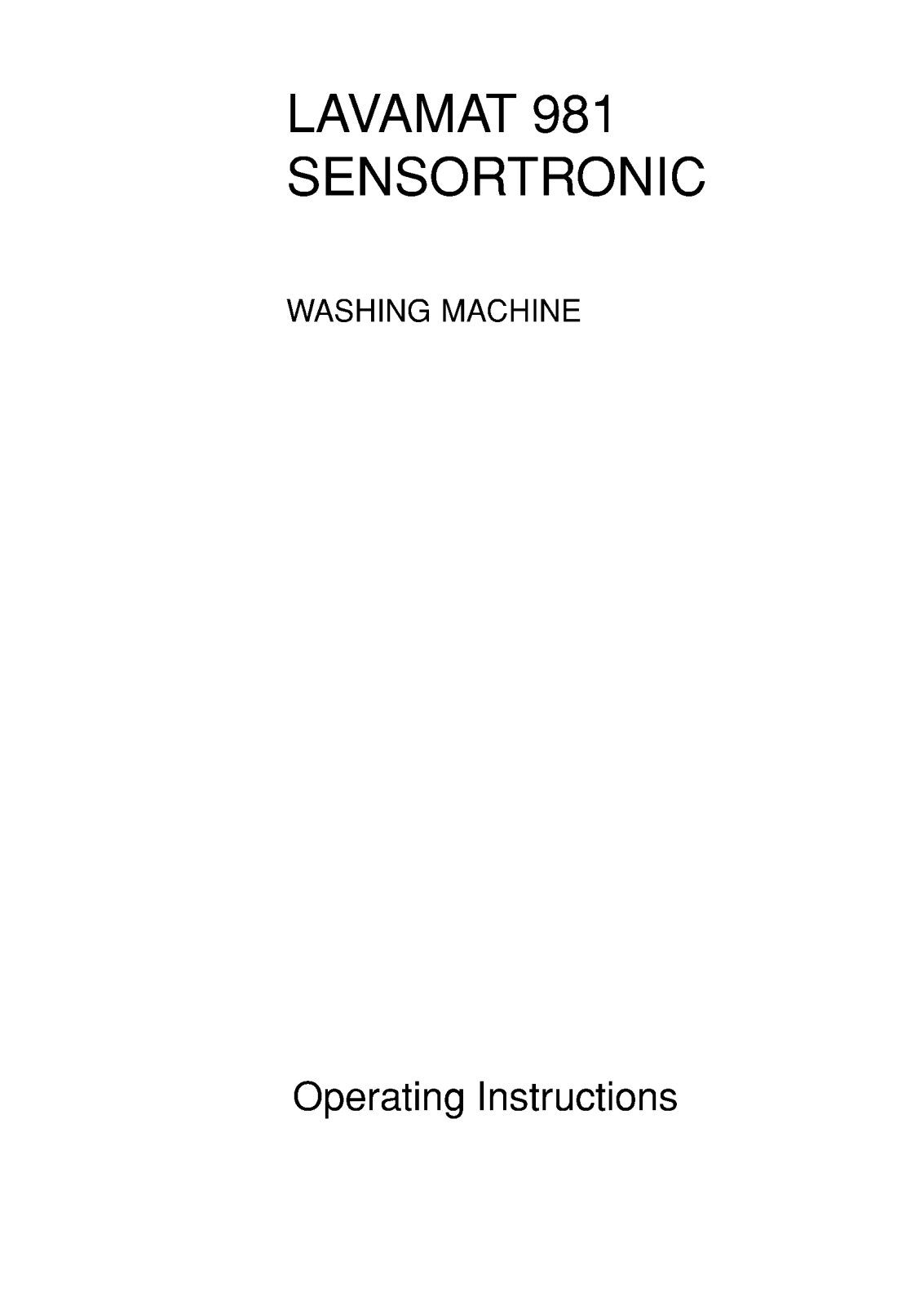 AEG Lavamat 981 w, Lavamat 981 User Manual