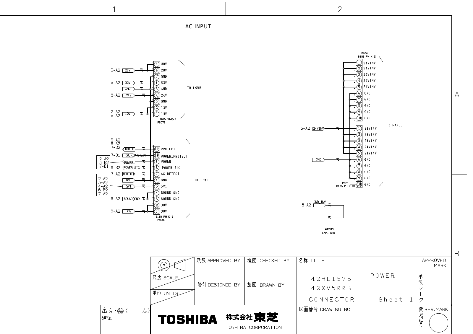 Toshiba 42HL157, 46HL157, 52HL157, 46XV500, 52XV500 Schematic