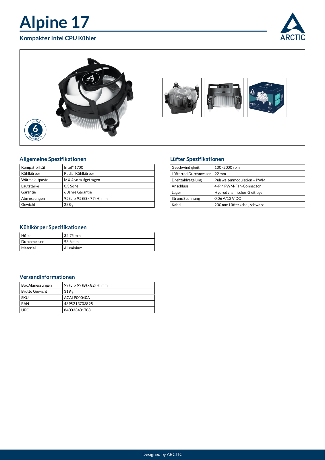ARCTIC ARCTIC ALP 17 Datasheet - ManualMachine.com
