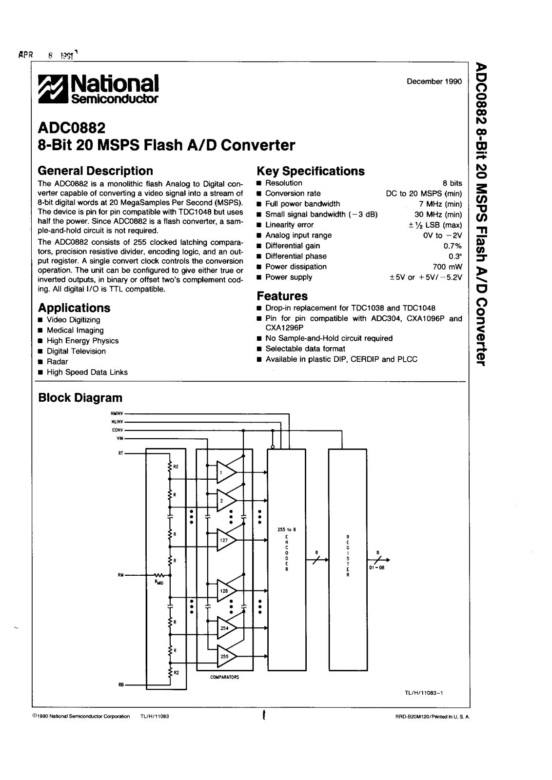 NSC ADC0882CCV, ADC0882CCN, ADC0882CCJ Datasheet