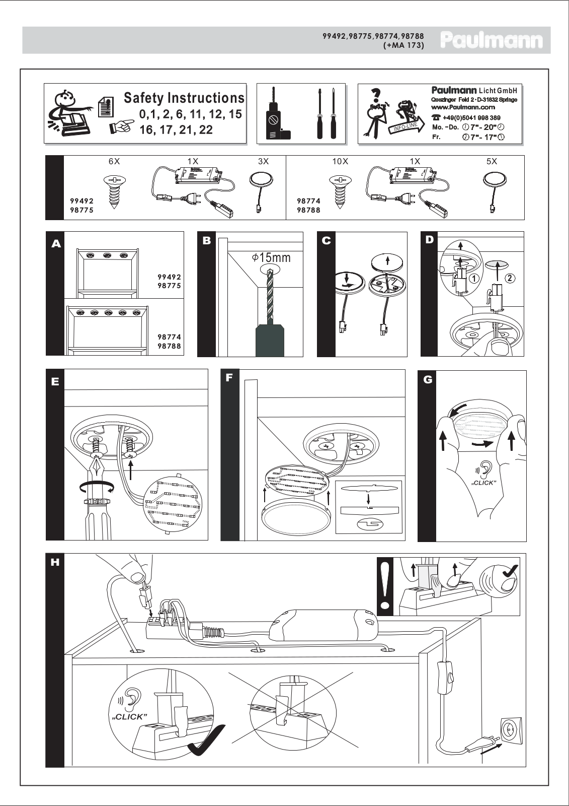 Paulmann 99492, 98775, 98774, 98788 Safety instructions - ManualMachine.com