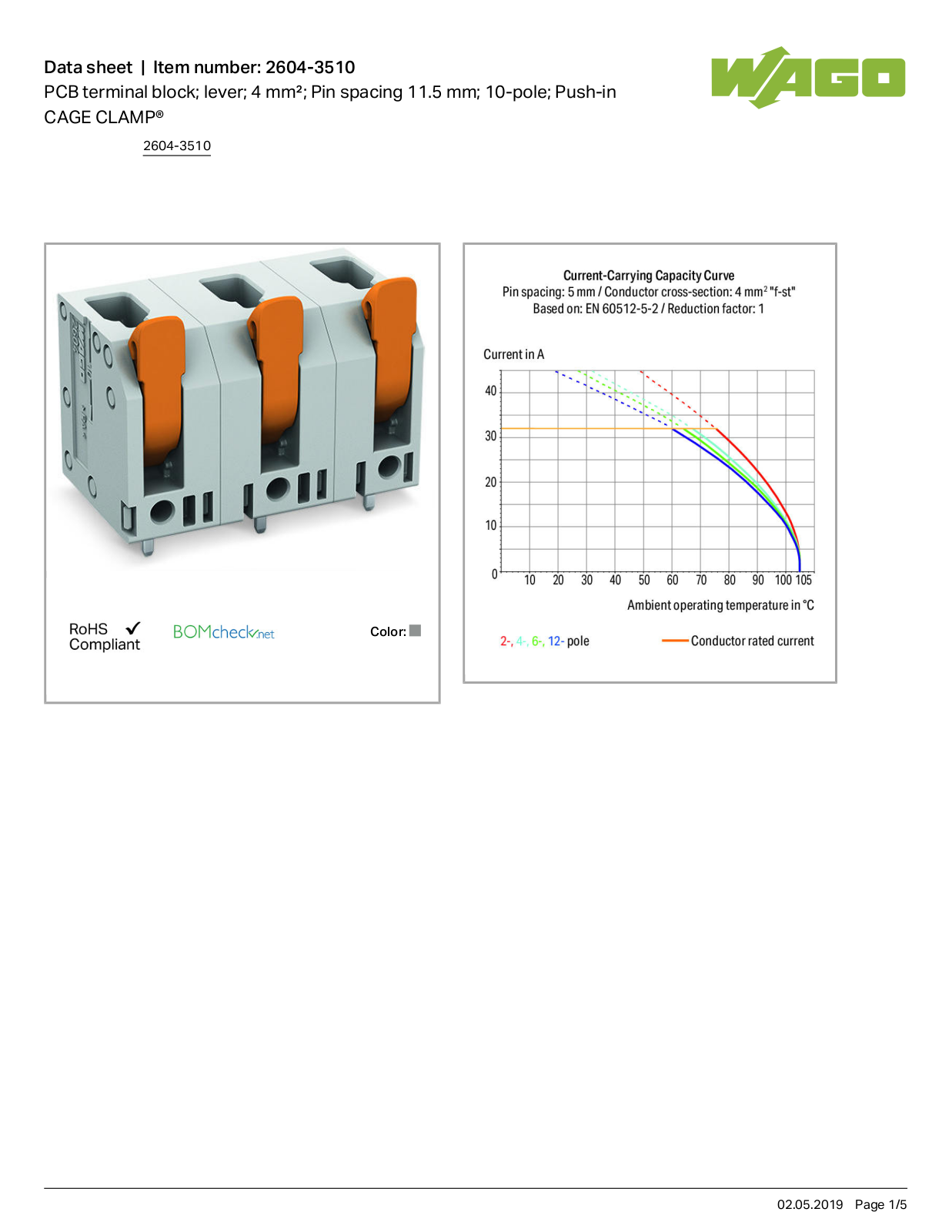 Wago 2604-3510 Data Sheet