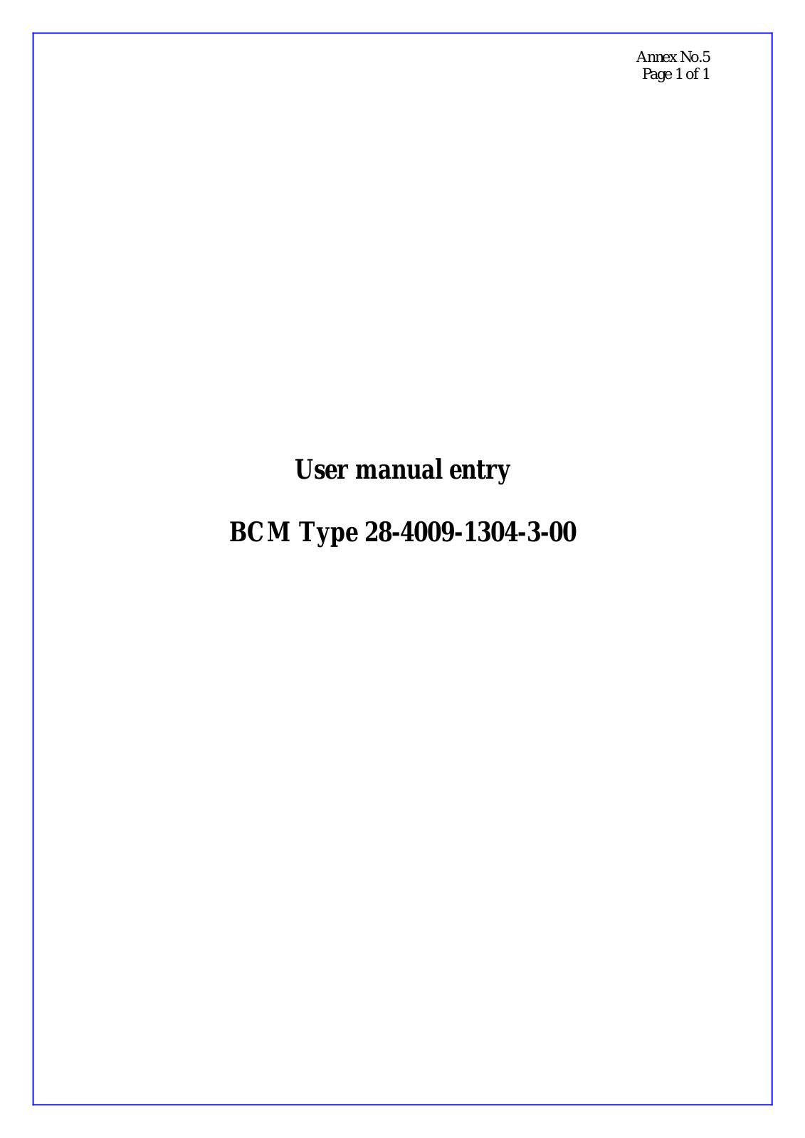 Continental Automotive 284009130 User Manual