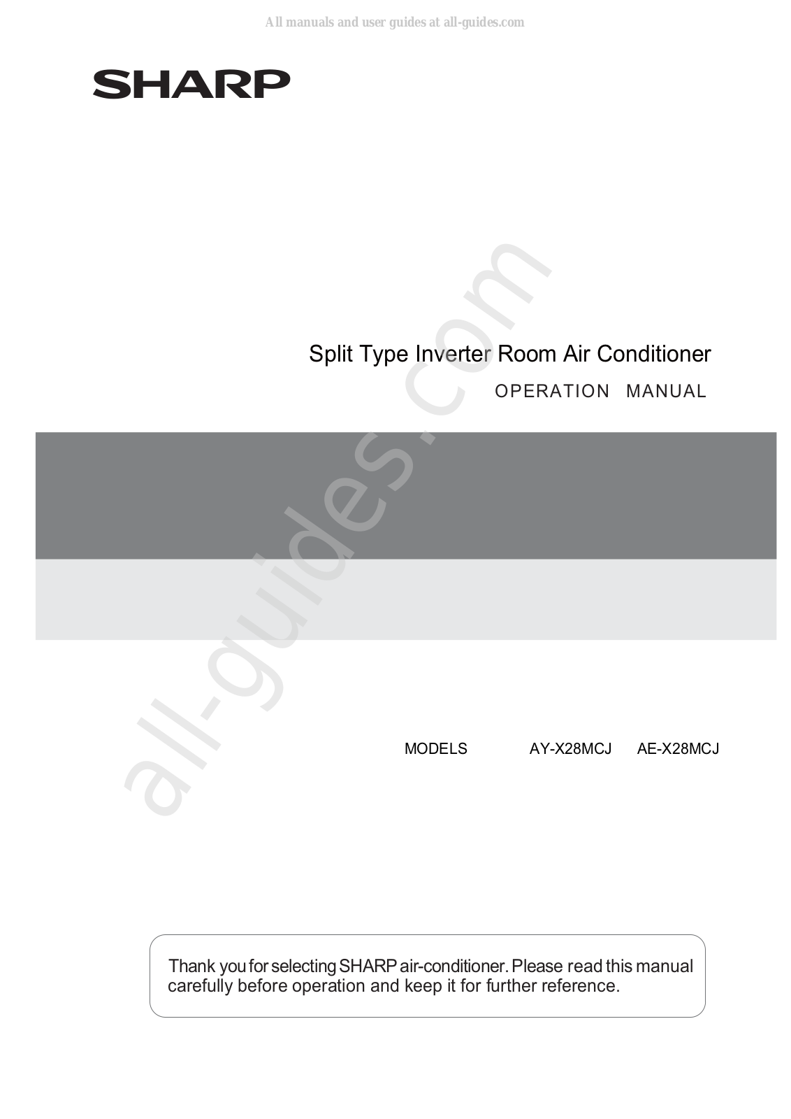 Sharp AY-XM28MCJ, AE-X28MCJ Operation Manual
