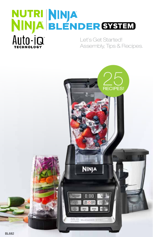 Ninja 88 Ounce Pitcher w/ Lid for Auto IQ Blenders & 101 Drink Recipe  Booklet 