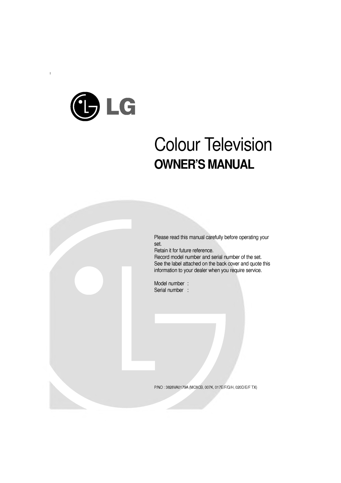 LG CF-29C19EN, CT-29K30EN User Manual