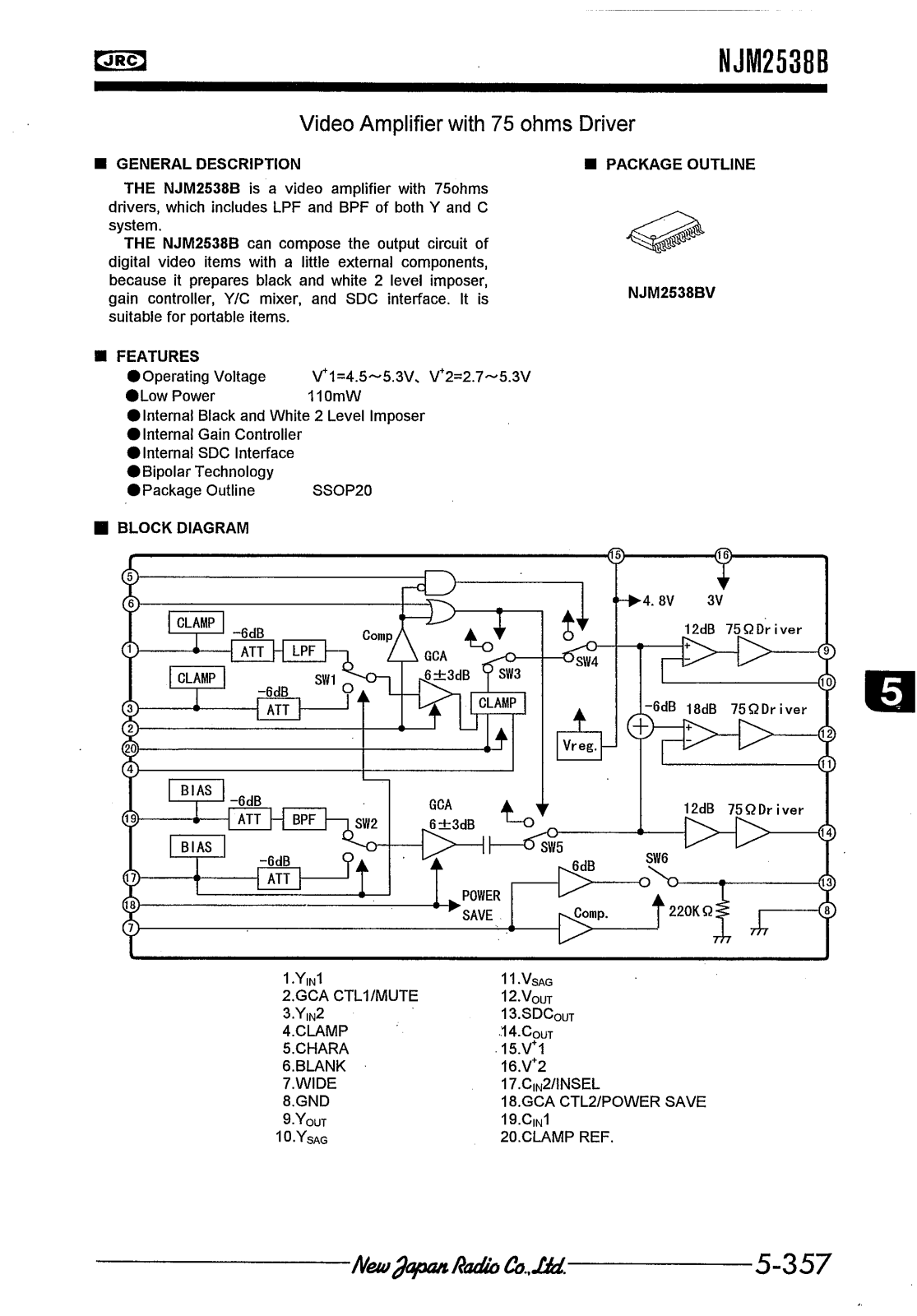 JRC NJM2538BV Datasheet