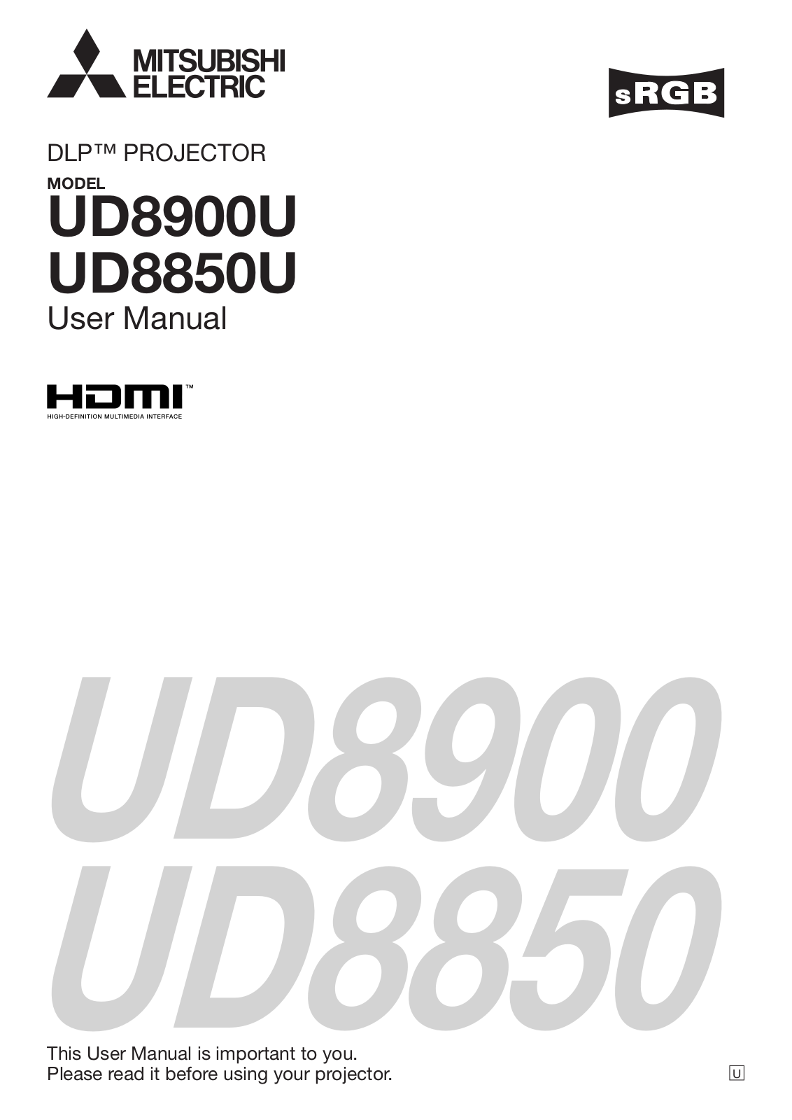 Mitsubishi UD8900U BL, UD8900U, UD8850U BL, UD8850U User Manual