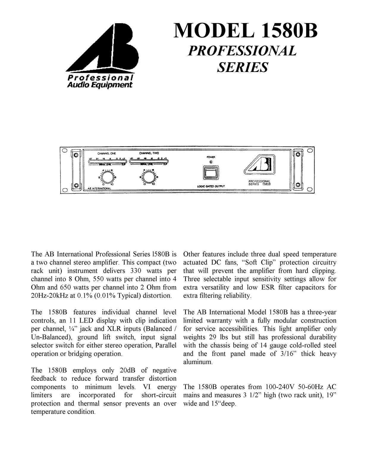 AB International 1580-B Brochure