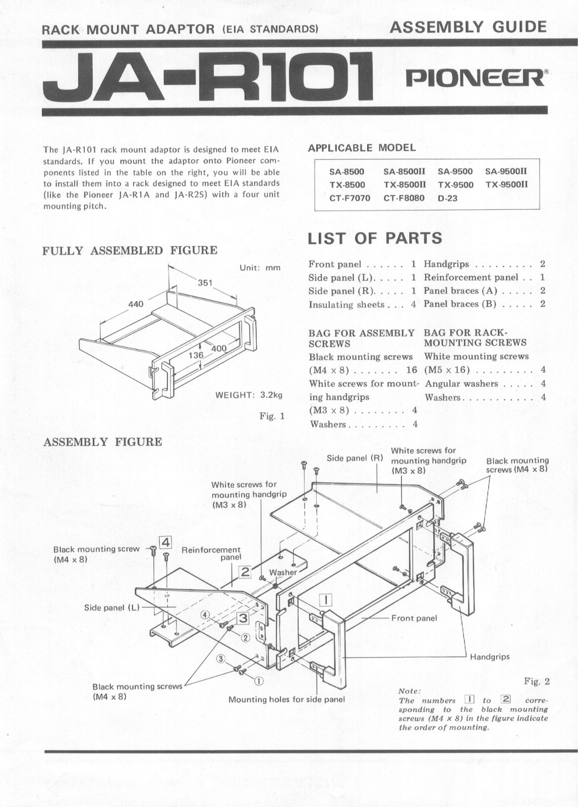 Pioneer JAR-101 Owners manual