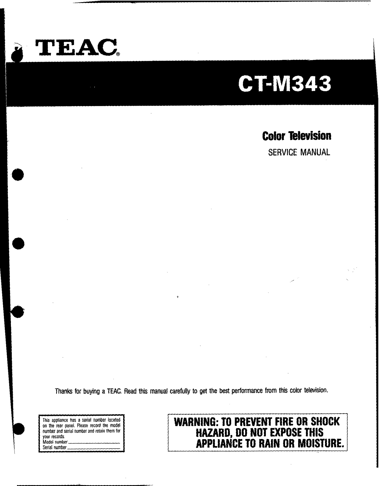 TEAC CTM-343 Service manual