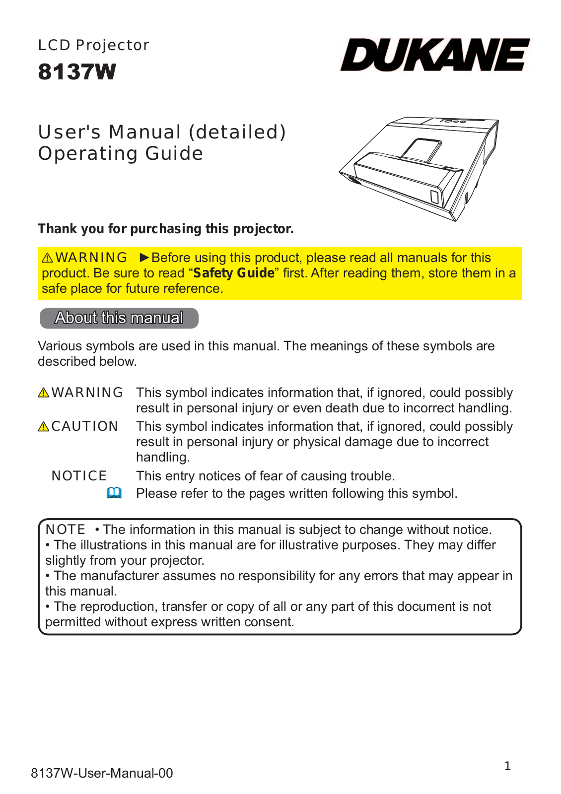 Dukane 8137W User's Manual