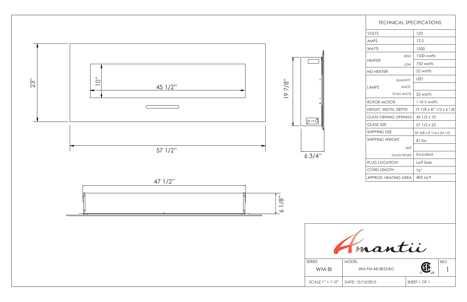 Amantii WMFM485823BG Specifications