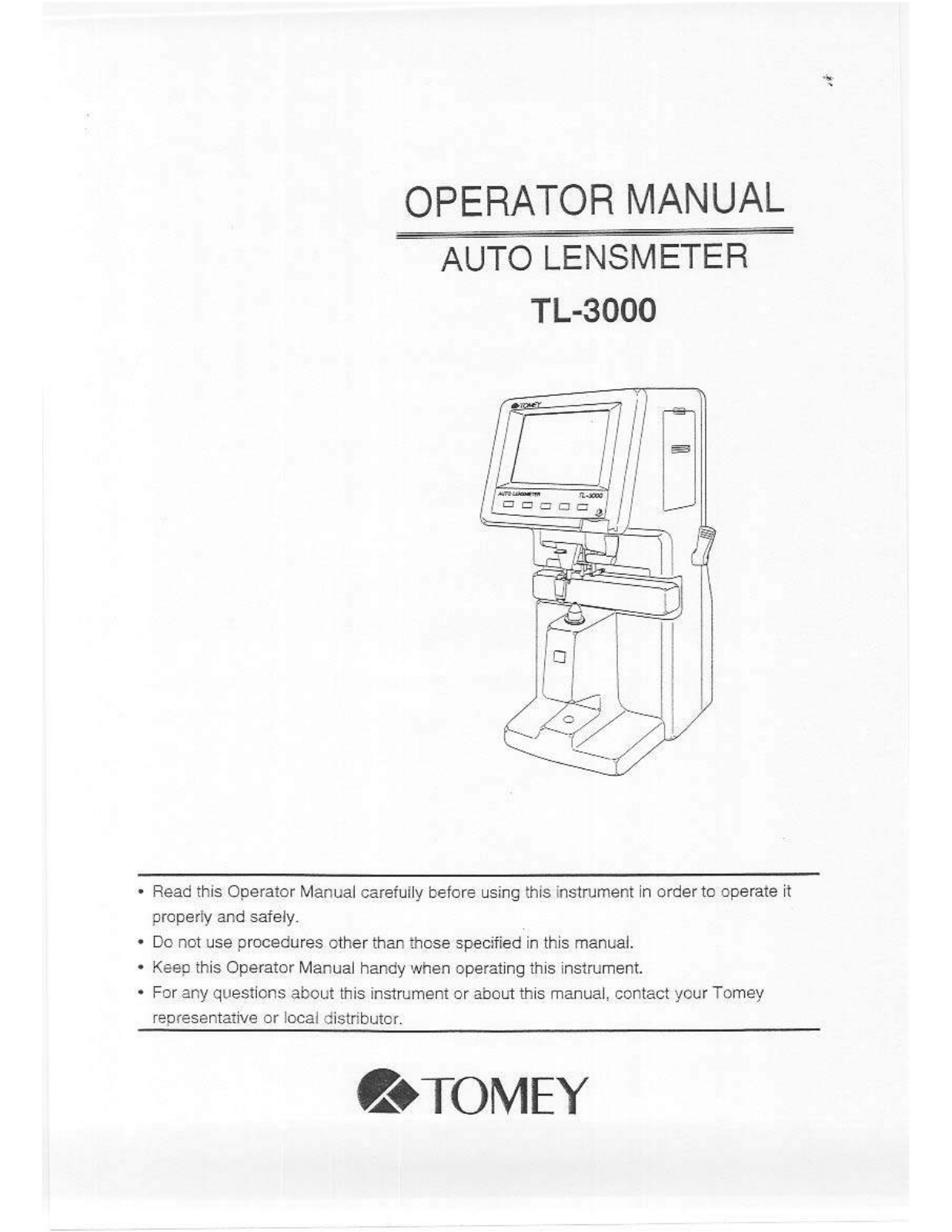 Tomey TL-3000 User manual