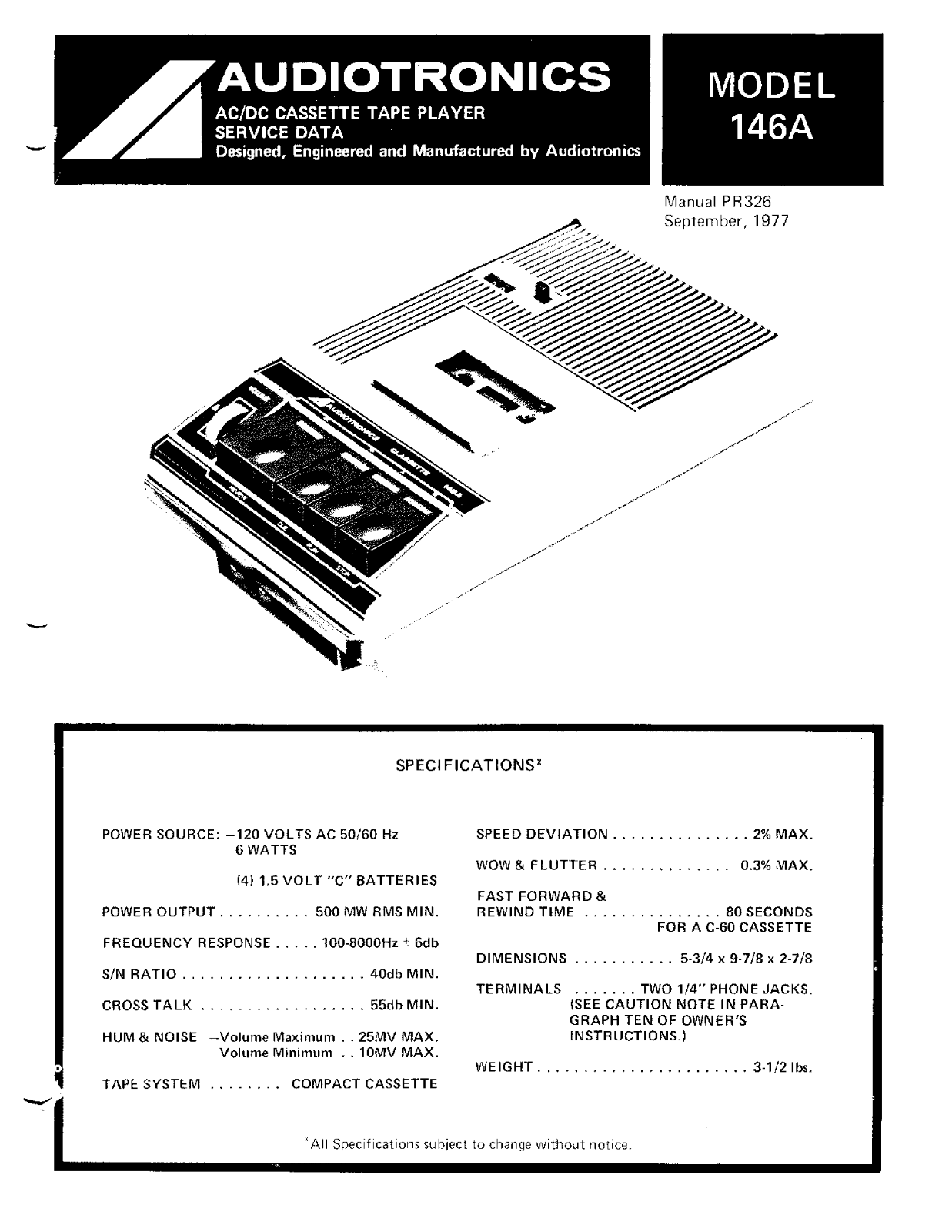 Audiotronics 146A User Manual - ManualMachine.com