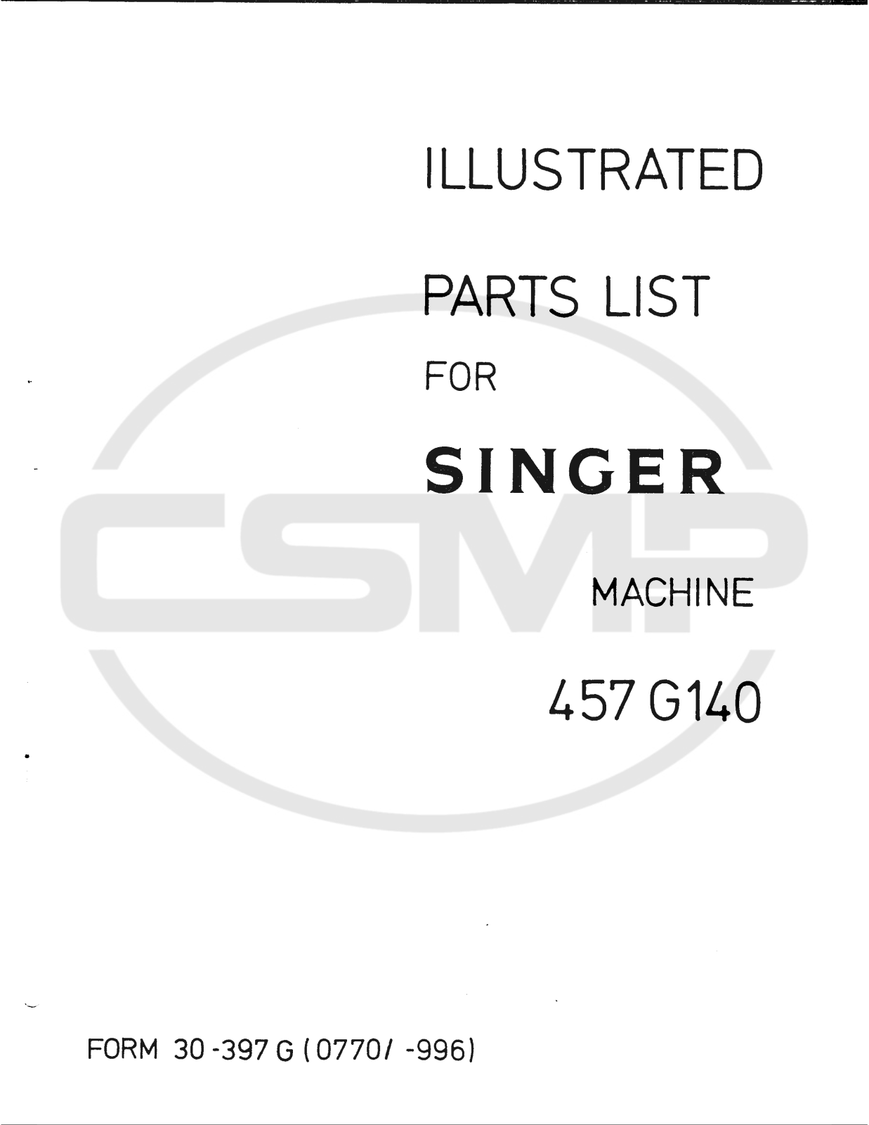 Singer 457G140 Parts Book