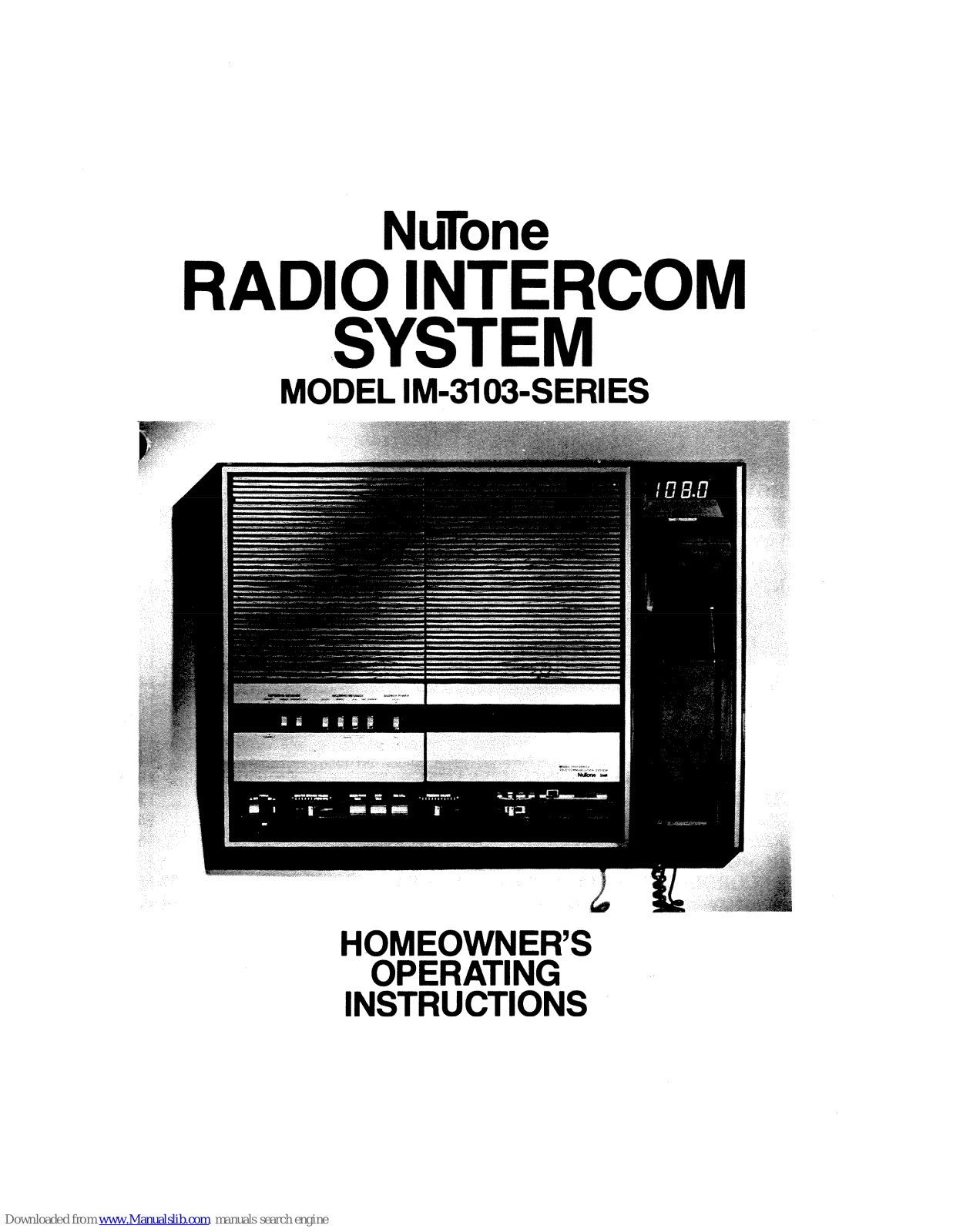 NuTone IM-3103 Owner's Manual