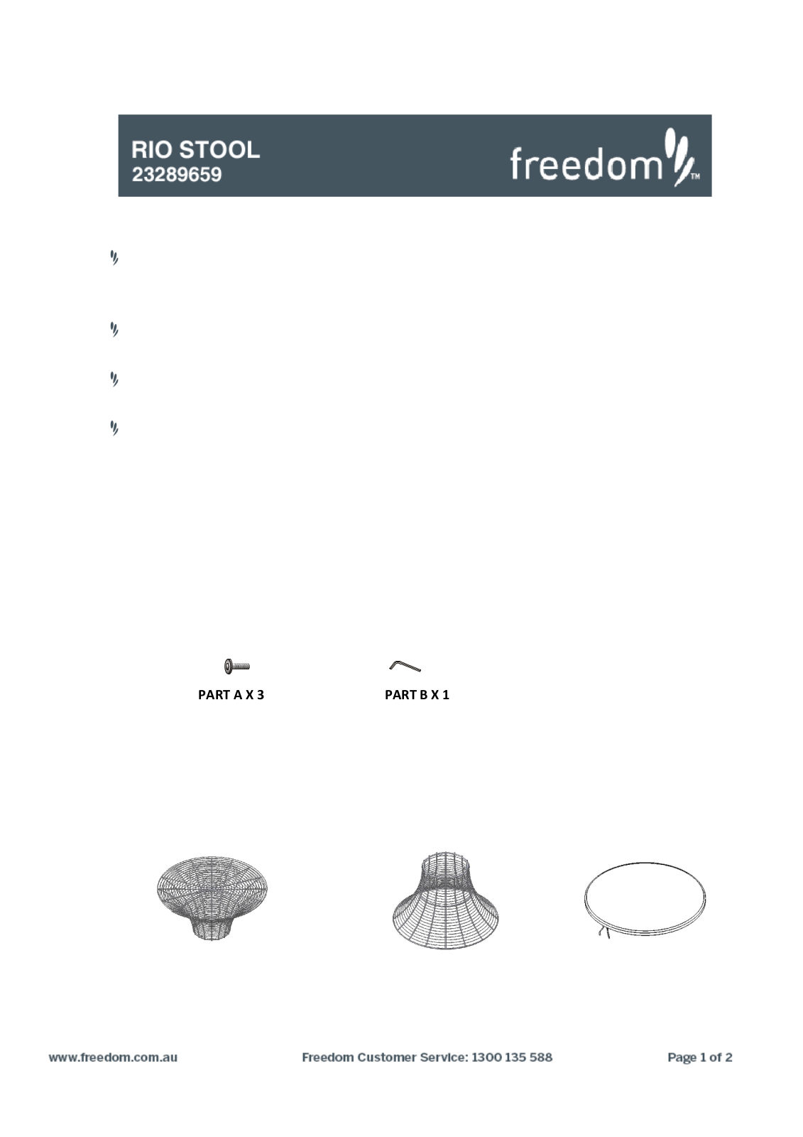 Freedom Rio Stool Assembly Instruction