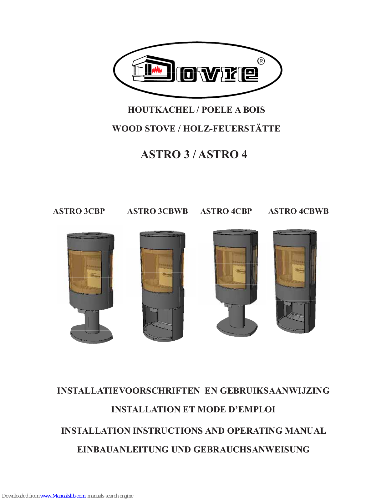 Dovre ASTRO 4CBWB, ASTRO 4CBP, ASTRO 3CBWB, ASTRO 3CBP Installation Instructions And Operating Manual