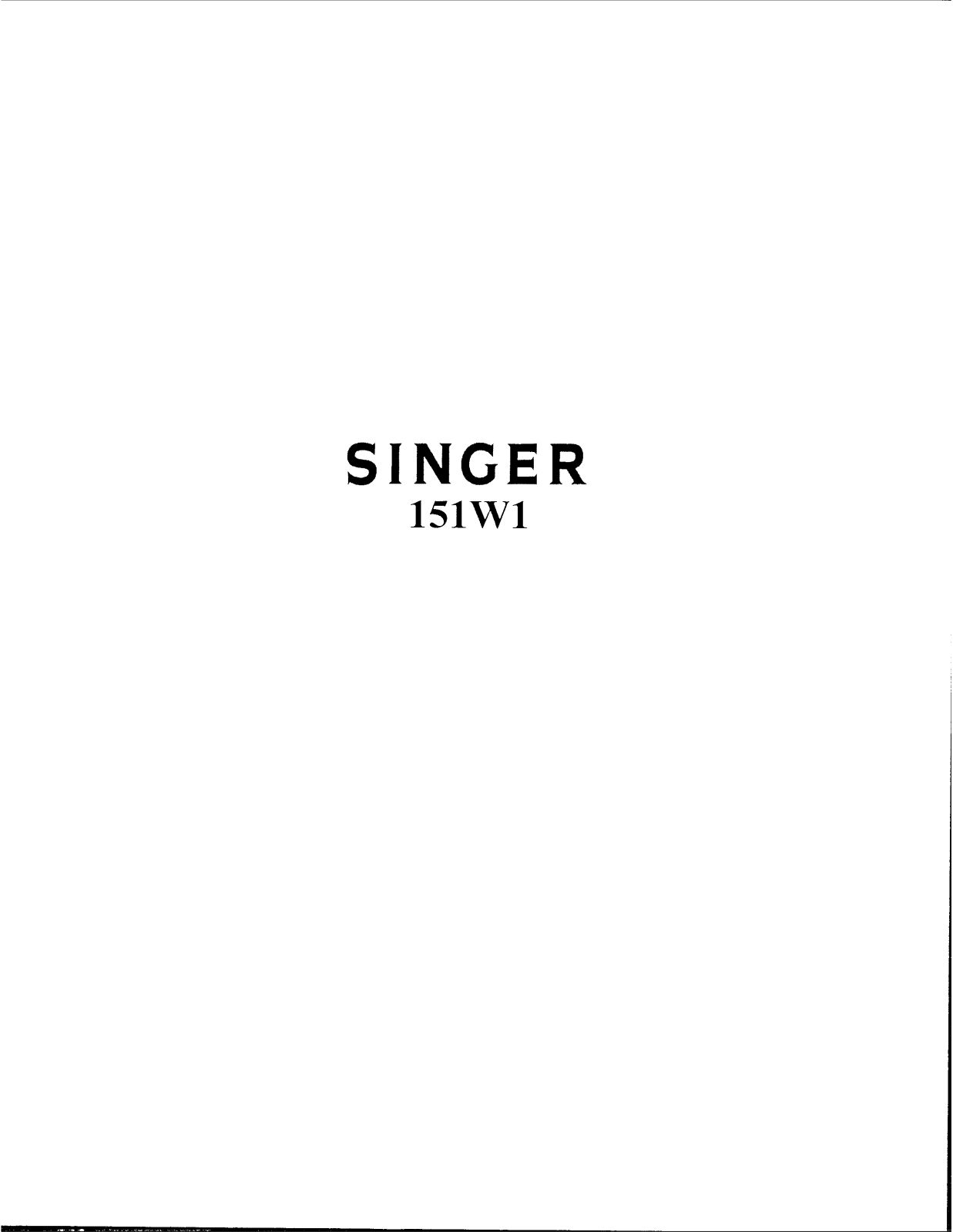 Singer 151W1 User Manual