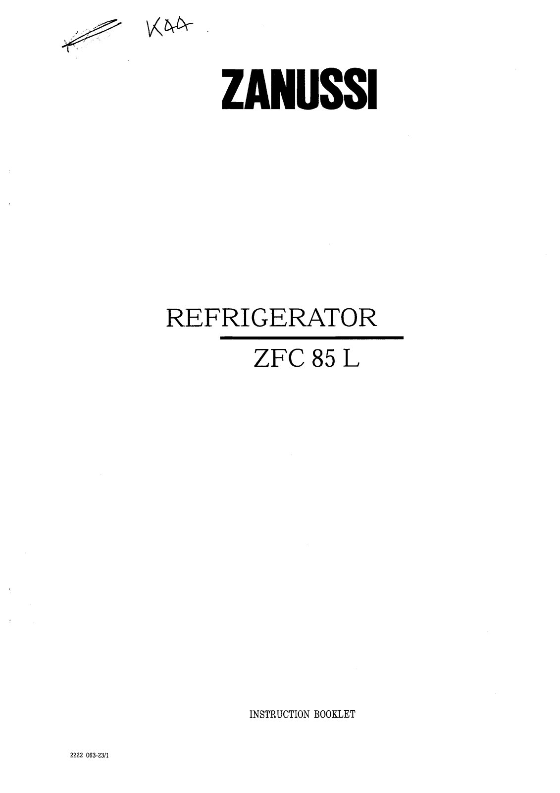 Zanussi ZFC85L User Manual