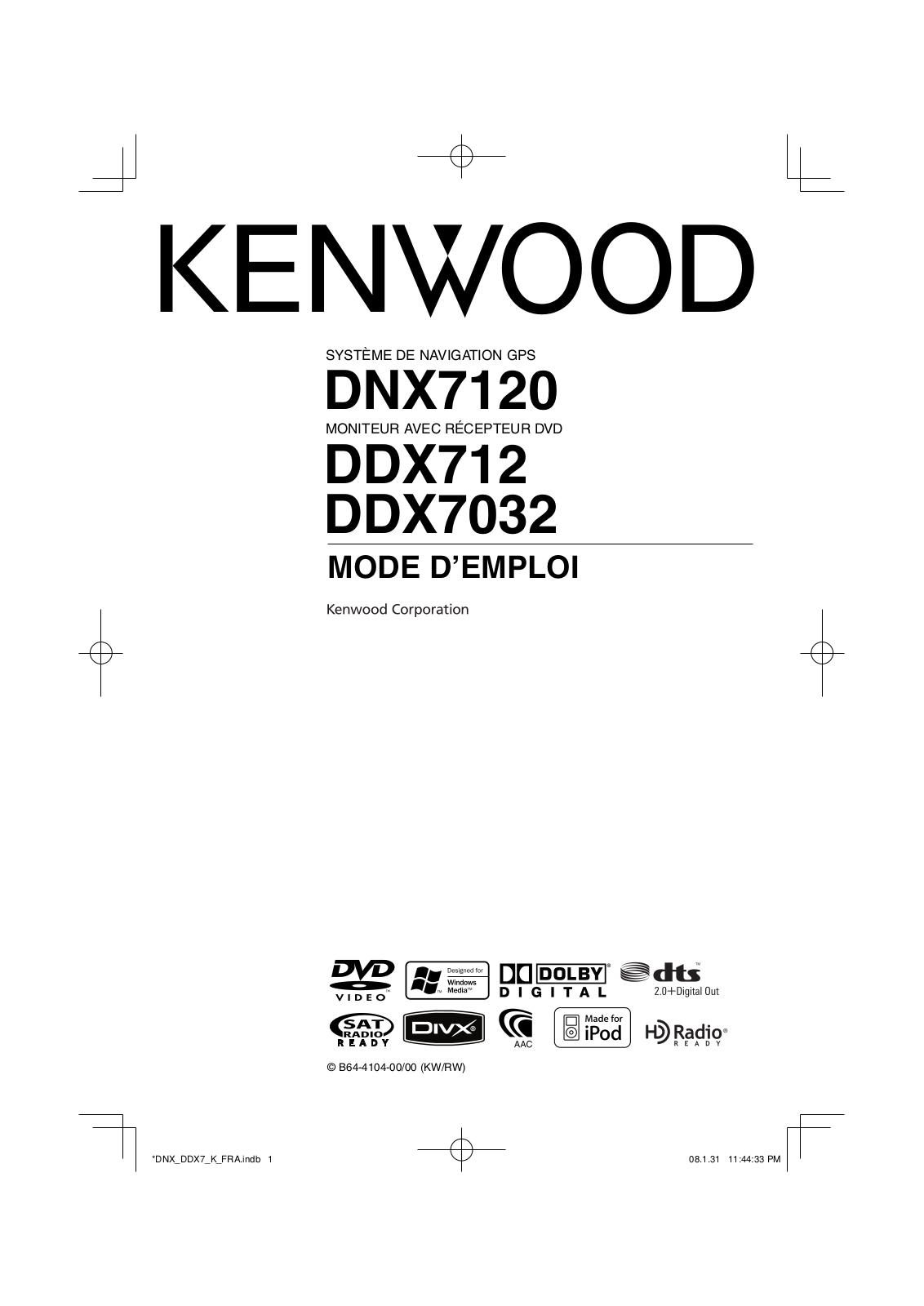 KENWOOD DNX 712 Instruction Manual