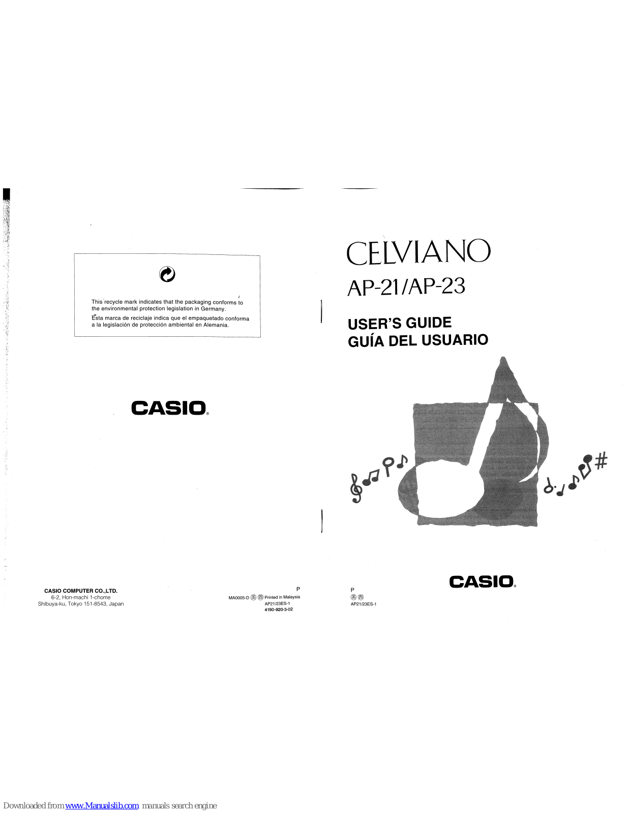 Casio Celviano AP-23 User Manual