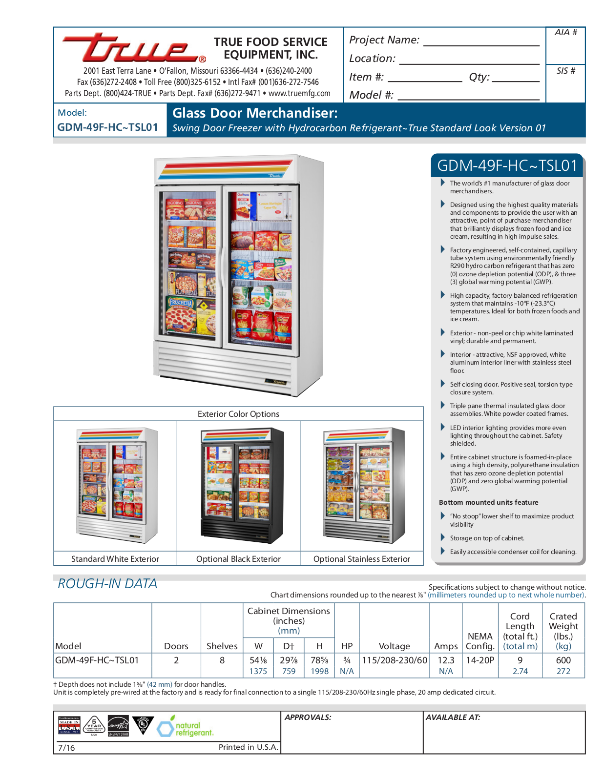 True GDM-49F-HC~TSL01 User Manual