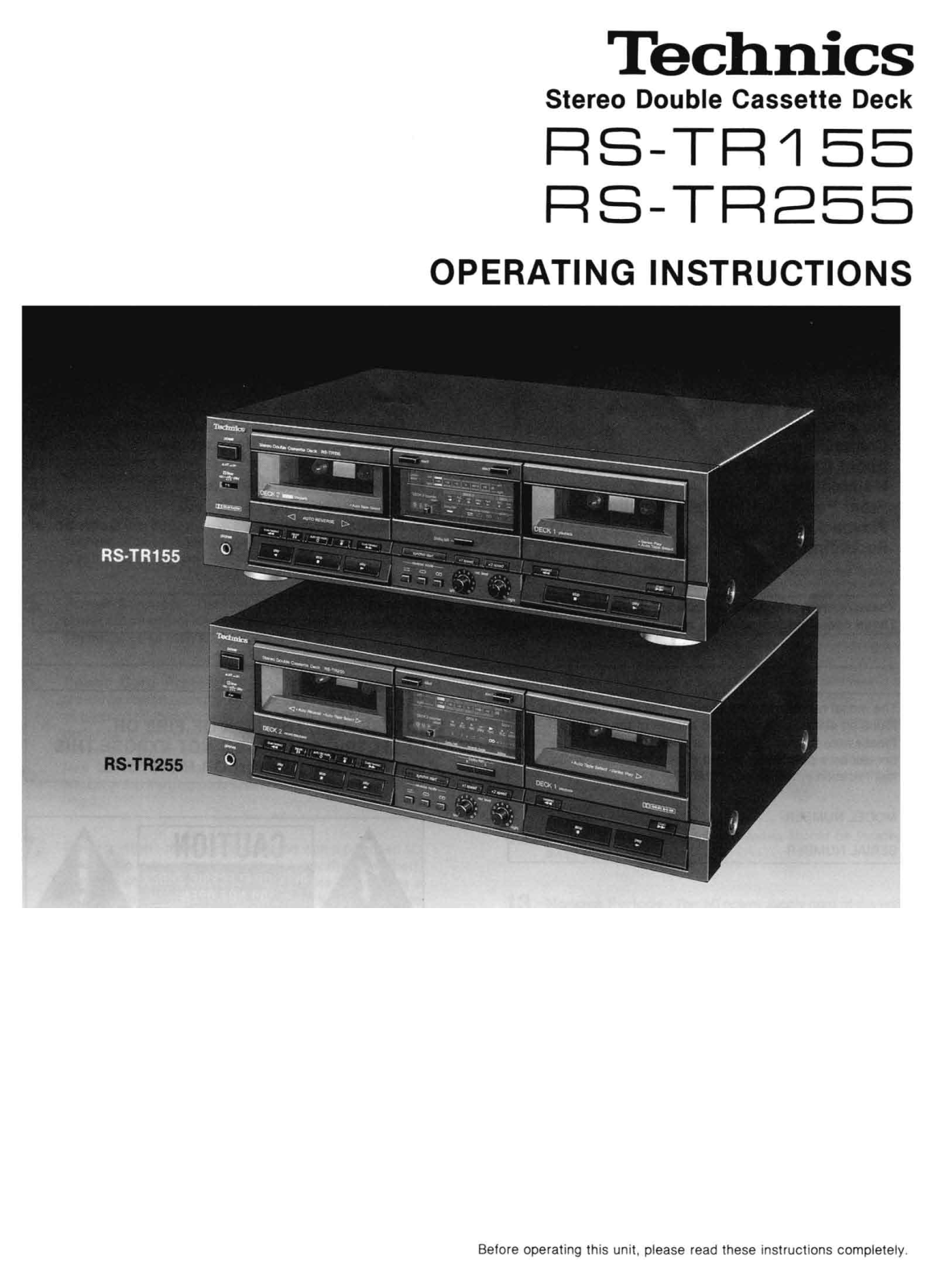 Technics RS-TR-255 Owners Manual