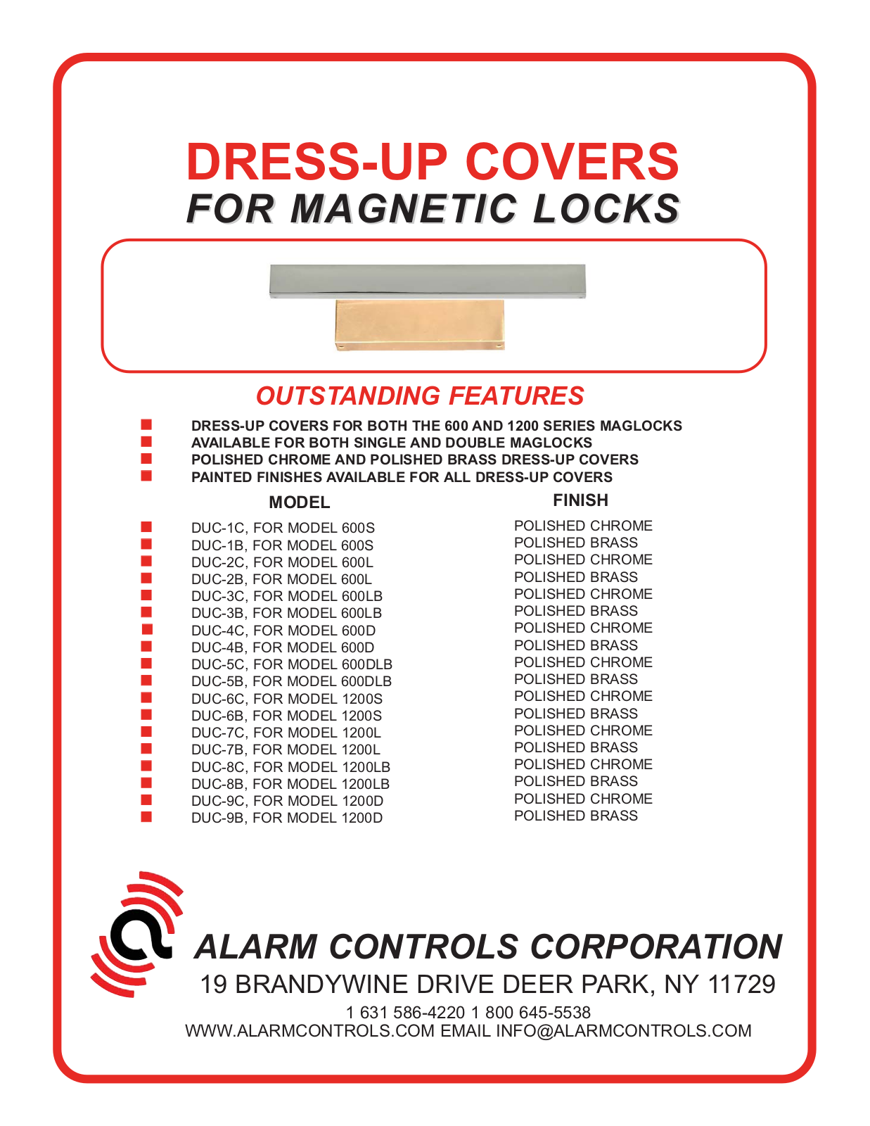 Alarm Controls DUC-6B, DUC-4C, DUC-7C, DUC-7B, DUC-6C Specsheet